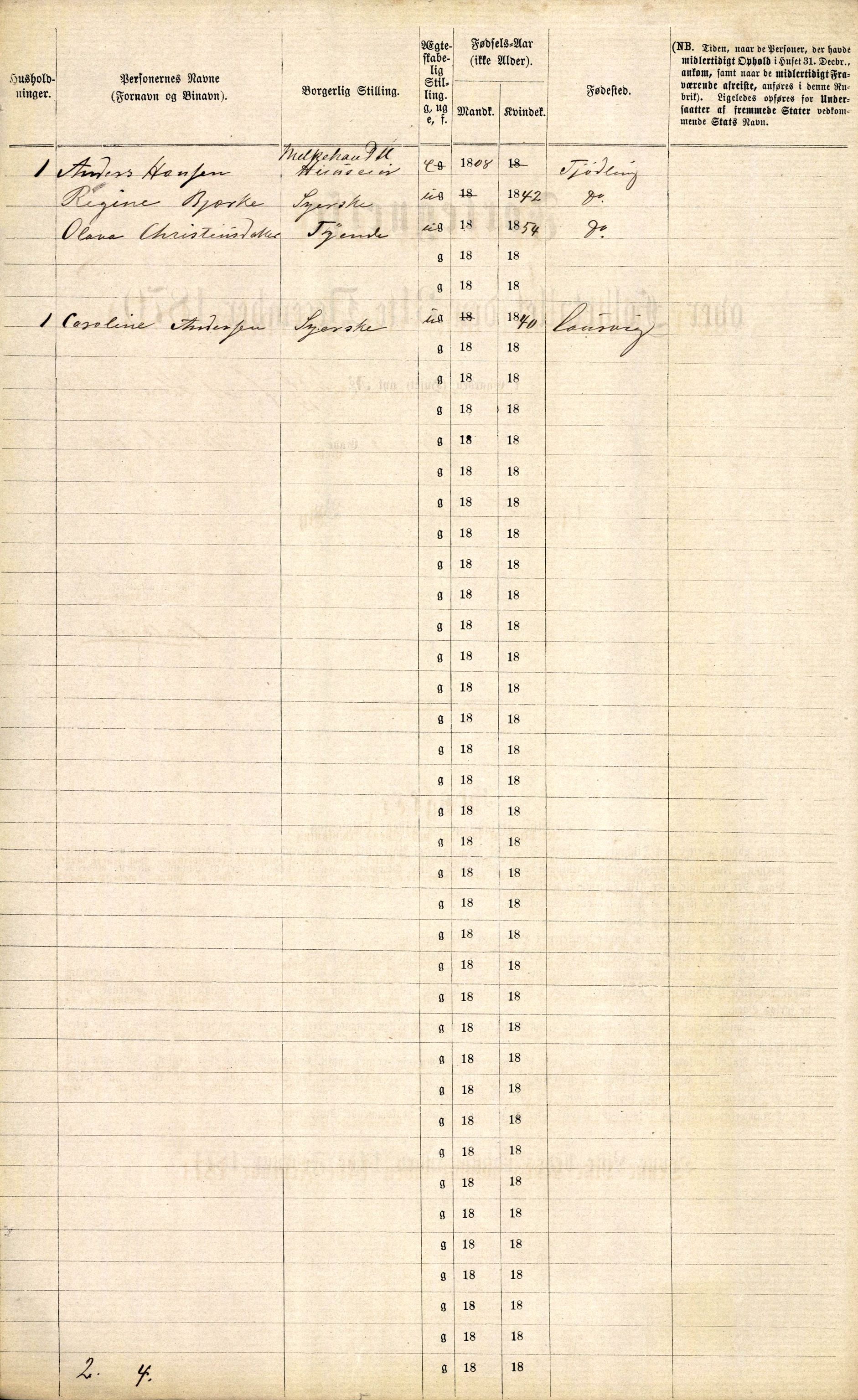 RA, 1870 census for 0707 Larvik, 1870, p. 818