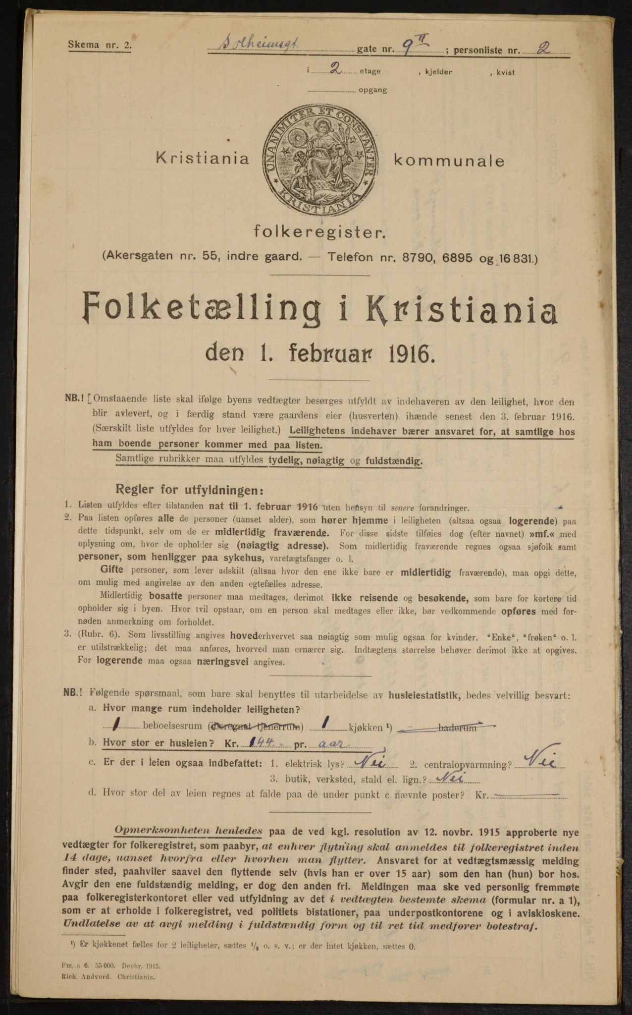 OBA, Municipal Census 1916 for Kristiania, 1916, p. 102123