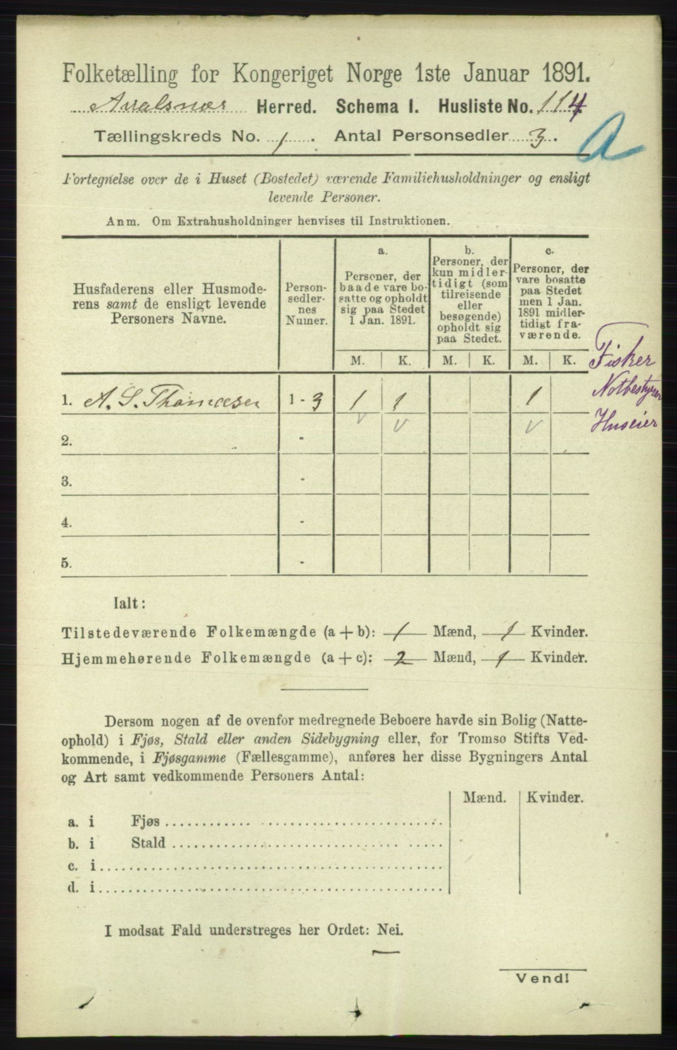 RA, 1891 census for 1147 Avaldsnes, 1891, p. 162