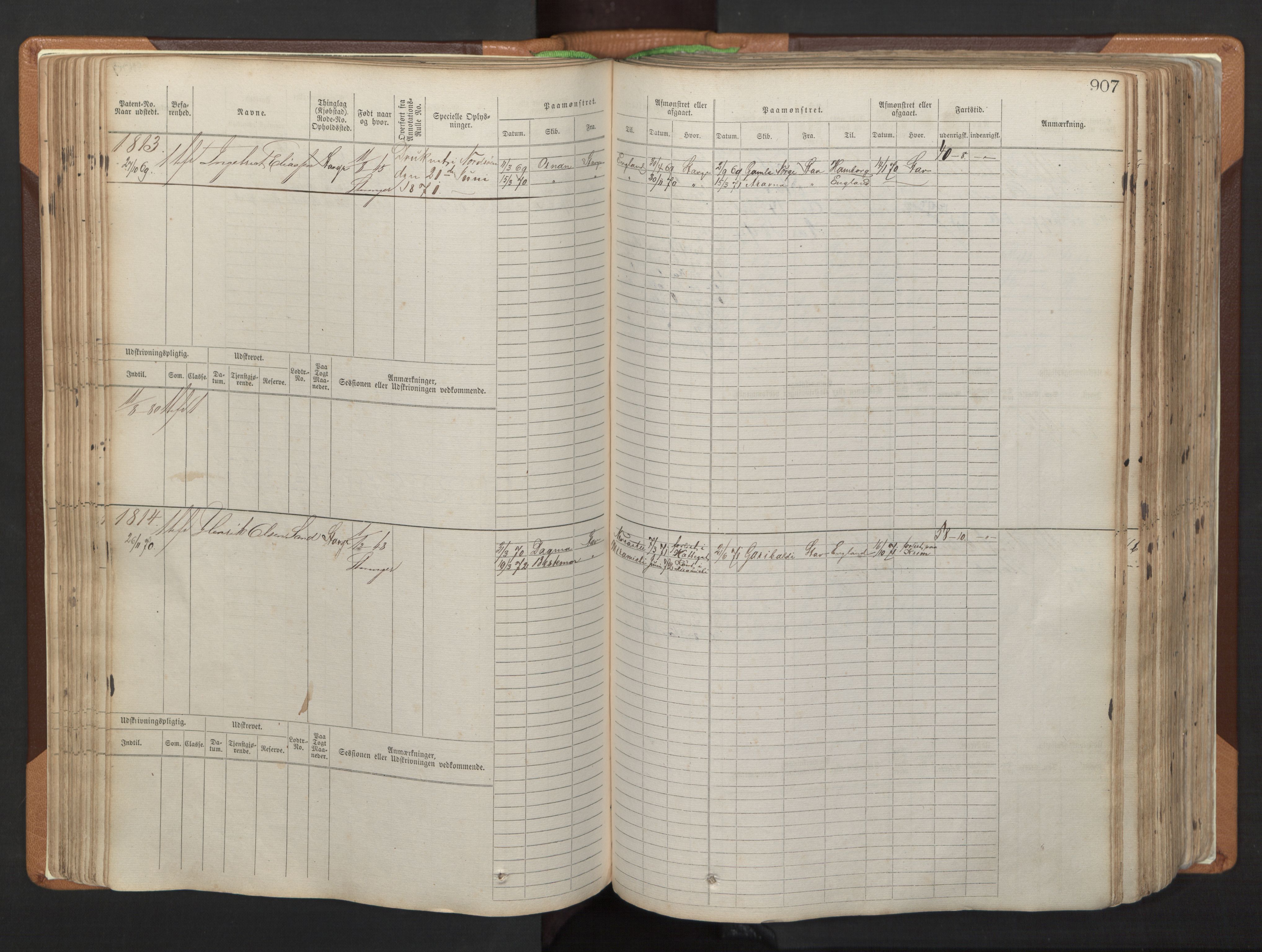 Stavanger sjømannskontor, AV/SAST-A-102006/F/Fb/Fbb/L0006: Sjøfartshovedrulle, patentnr. 1607-2402 (del 3), 1869-1880, p. 106