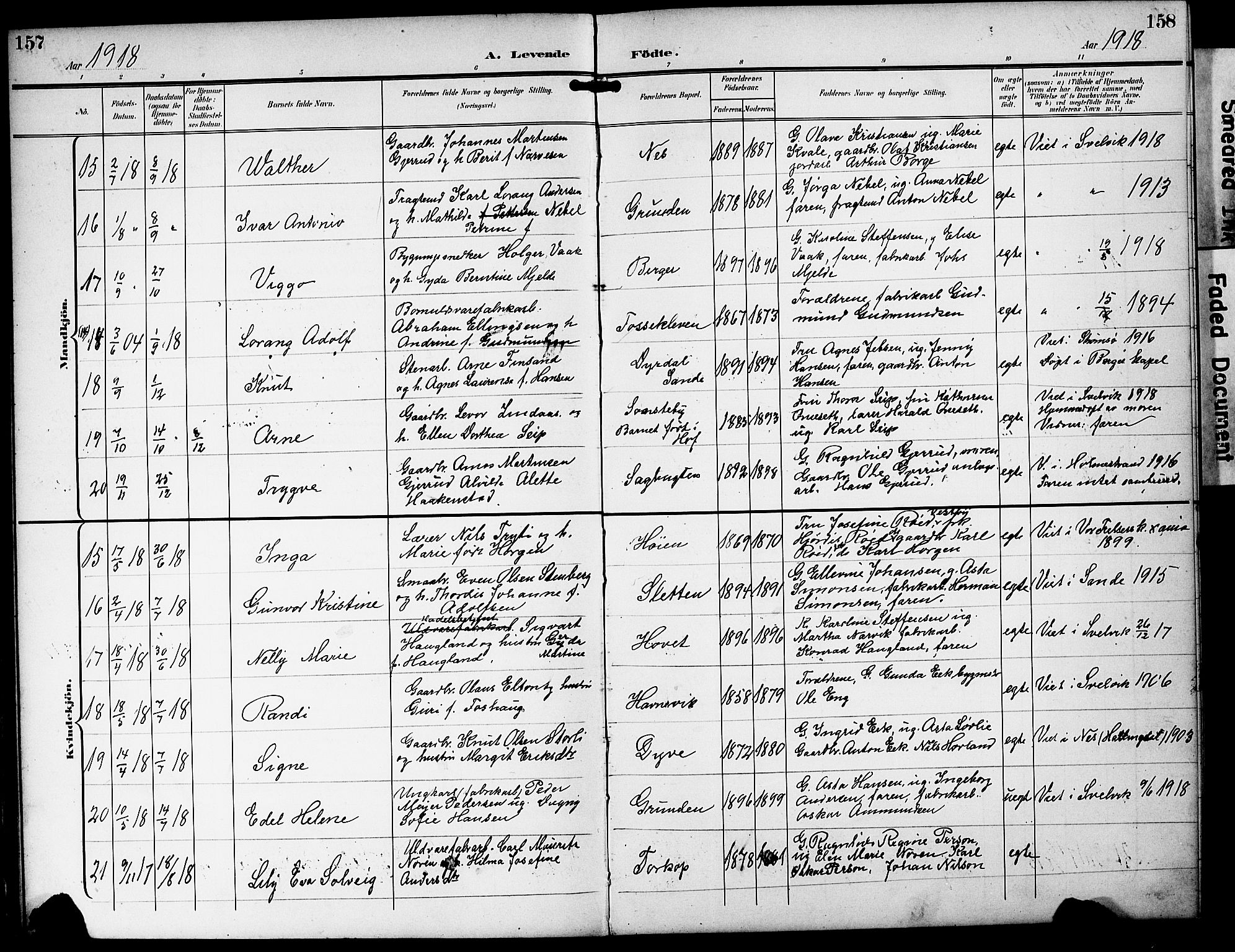 Strømm kirkebøker, AV/SAKO-A-322/G/Ga/L0004: Parish register (copy) no. I 4, 1897-1927, p. 157-158