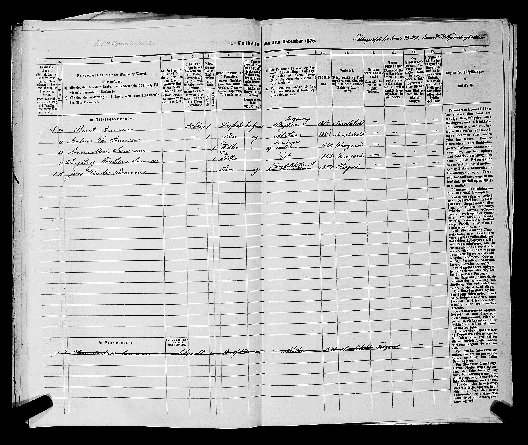 SAKO, 1875 census for 0801P Kragerø, 1875, p. 730