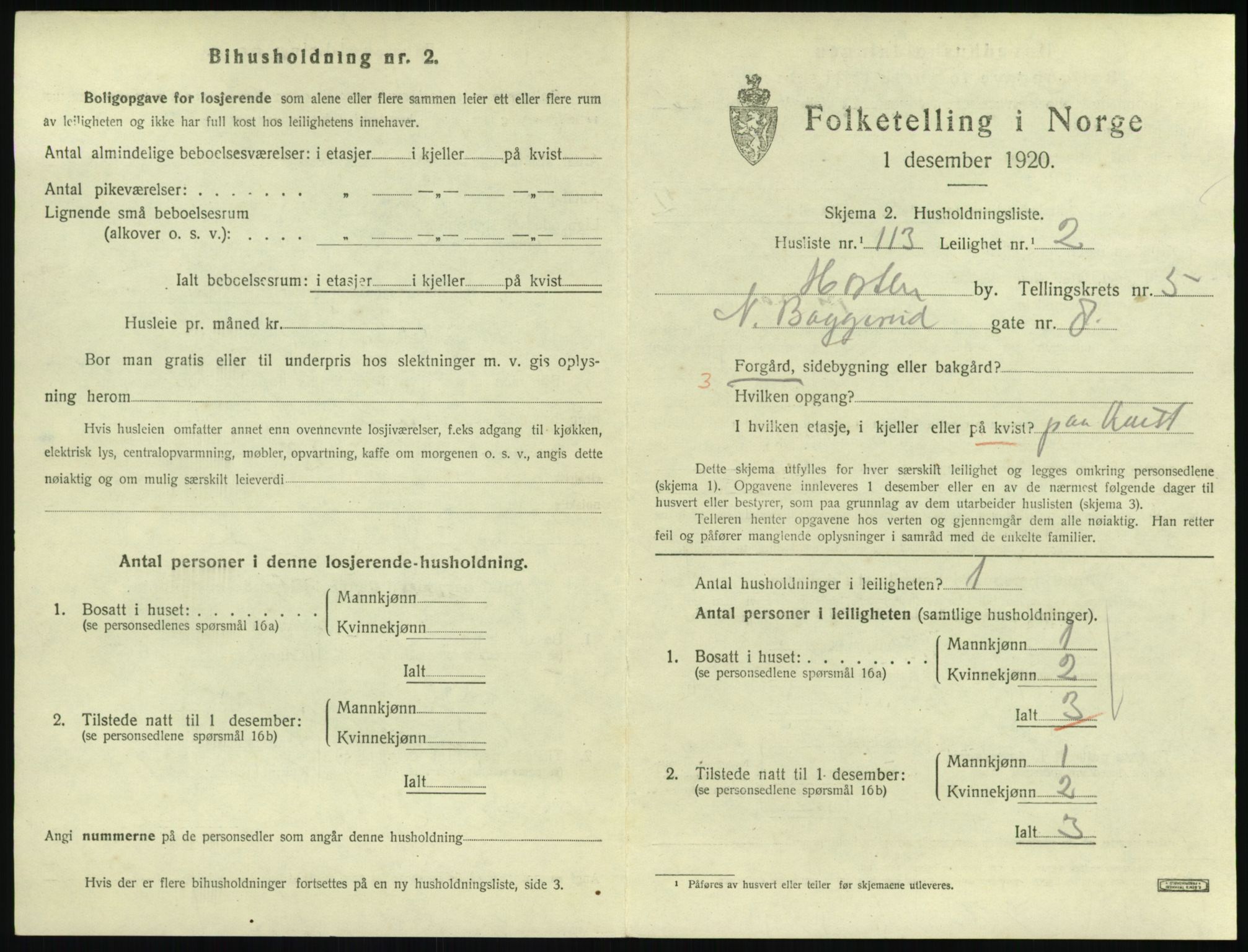 SAKO, 1920 census for Horten, 1920, p. 6063