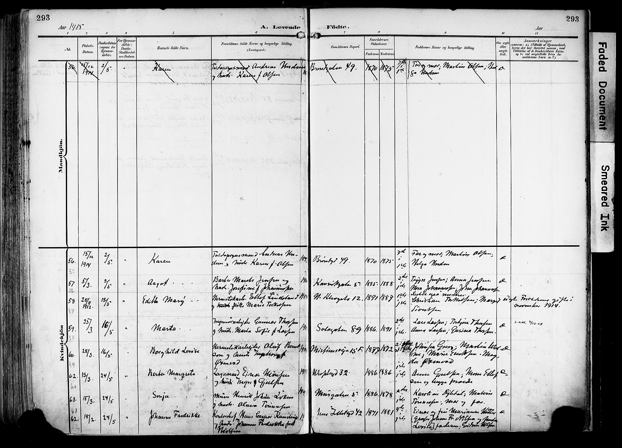 Domkirken sokneprestkontor, SAST/A-101812/001/30/30BA/L0033: Parish register (official) no. A 32, 1903-1915, p. 293