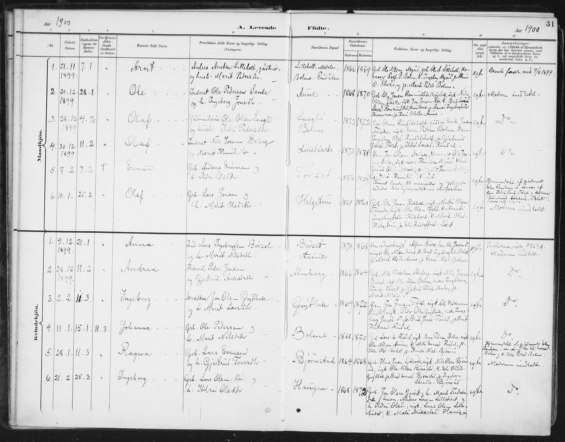 Ministerialprotokoller, klokkerbøker og fødselsregistre - Møre og Romsdal, SAT/A-1454/598/L1072: Parish register (official) no. 598A06, 1896-1910, p. 31