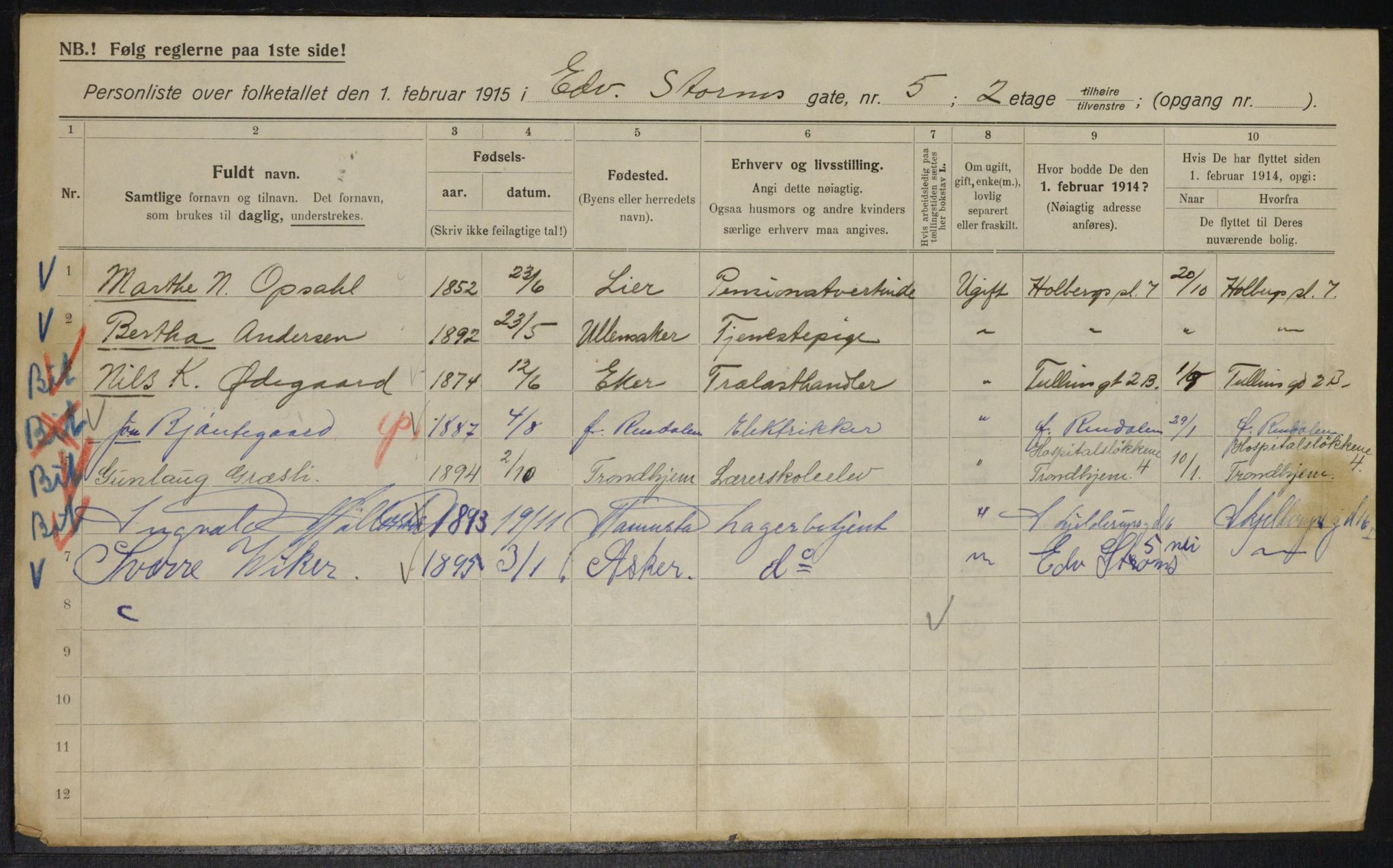 OBA, Municipal Census 1915 for Kristiania, 1915, p. 18297