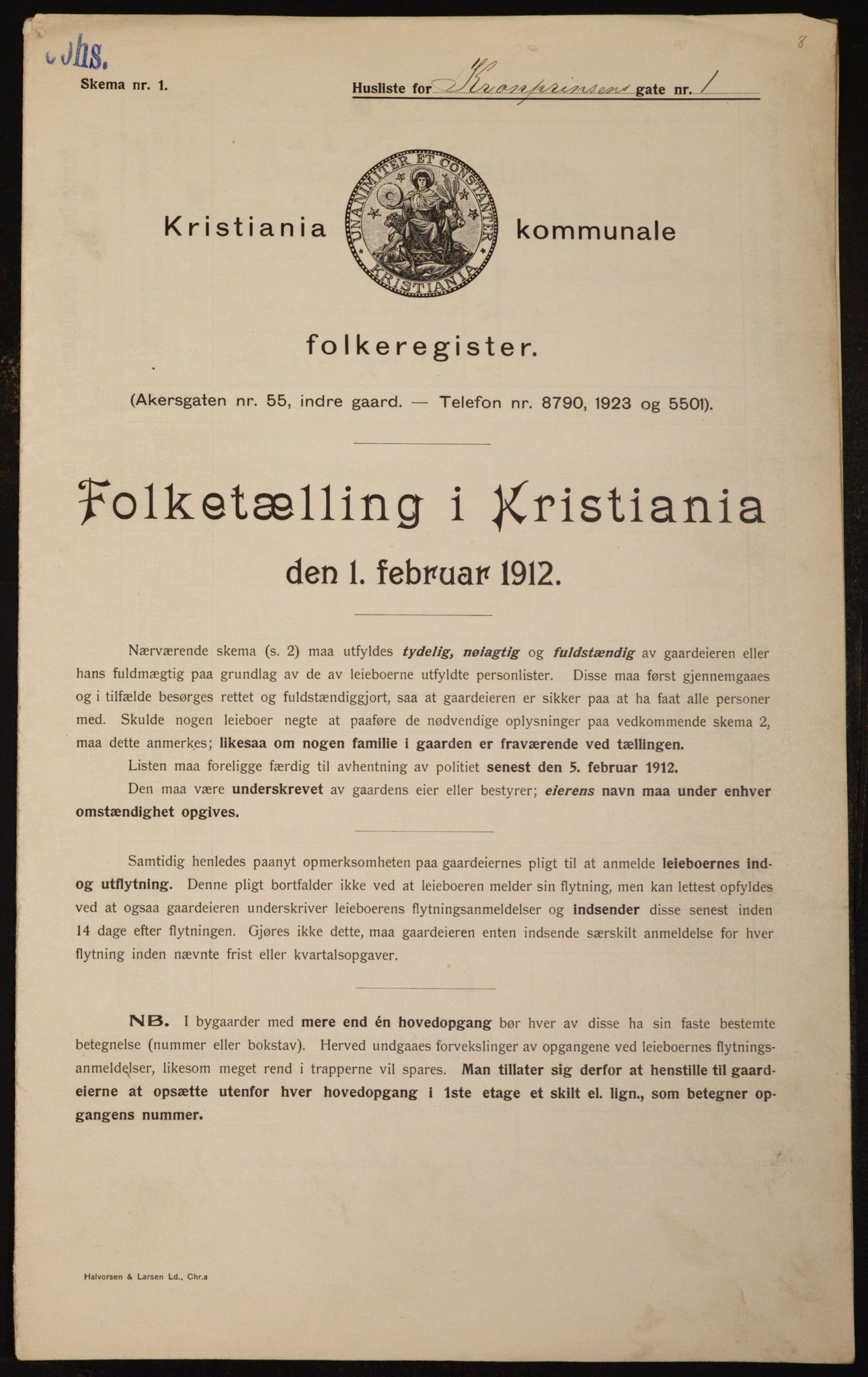 OBA, Municipal Census 1912 for Kristiania, 1912, p. 54733