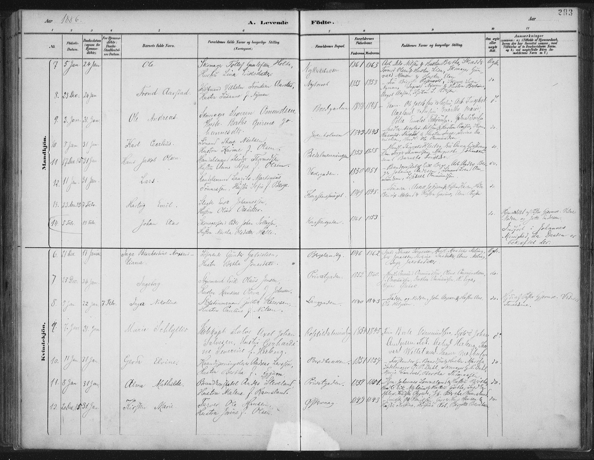 St. Petri sokneprestkontor, SAST/A-101813/001/30/30BB/L0004: Parish register (copy) no. B 4, 1878-1890, p. 283