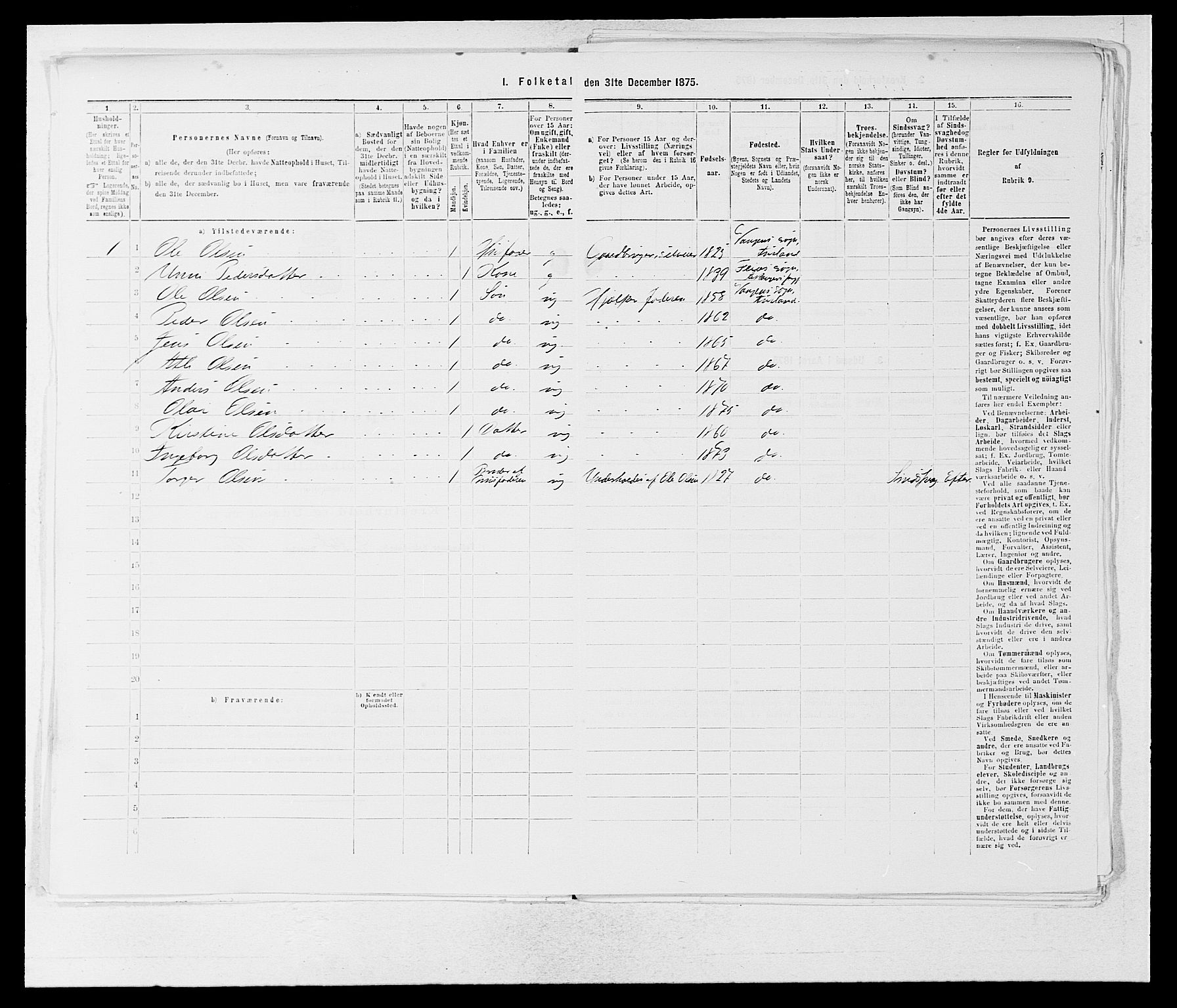 SAB, 1875 census for 1421P Aurland, 1875, p. 256