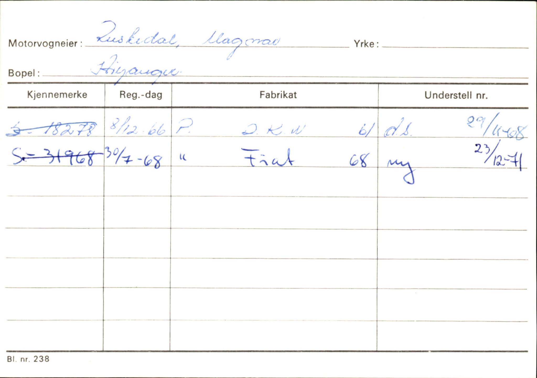 Statens vegvesen, Sogn og Fjordane vegkontor, AV/SAB-A-5301/4/F/L0131: Eigarregister Høyanger P-Å. Stryn S-Å, 1945-1975, p. 68