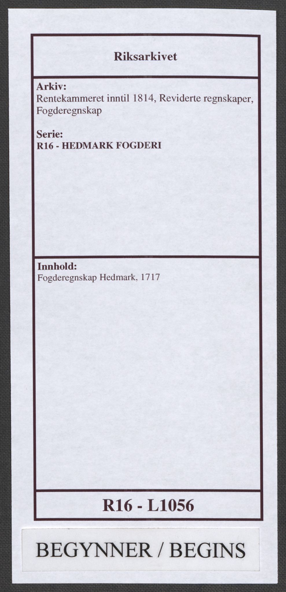 Rentekammeret inntil 1814, Reviderte regnskaper, Fogderegnskap, AV/RA-EA-4092/R16/L1056: Fogderegnskap Hedmark, 1717, p. 1