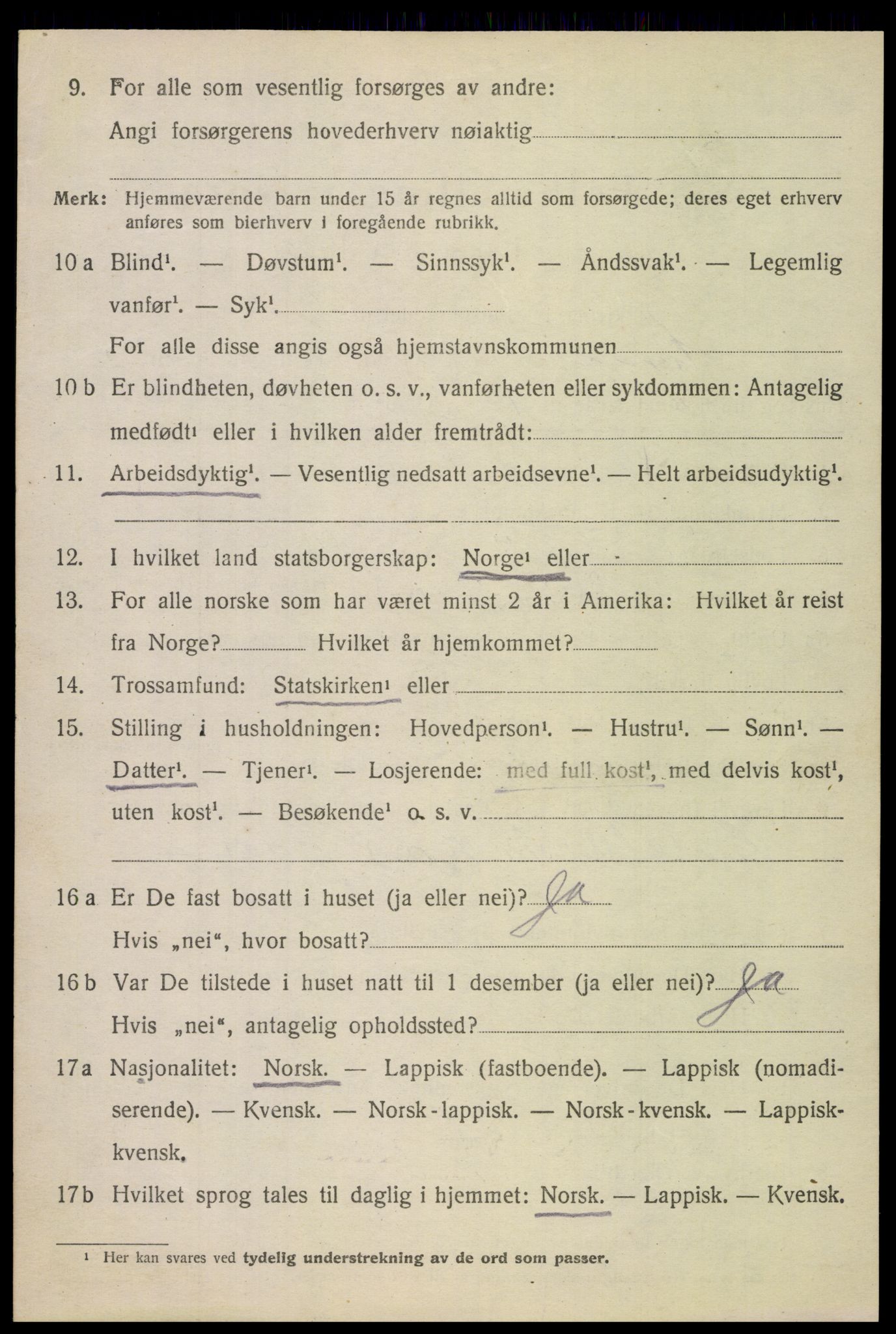 SAT, 1920 census for Skjerstad, 1920, p. 2424