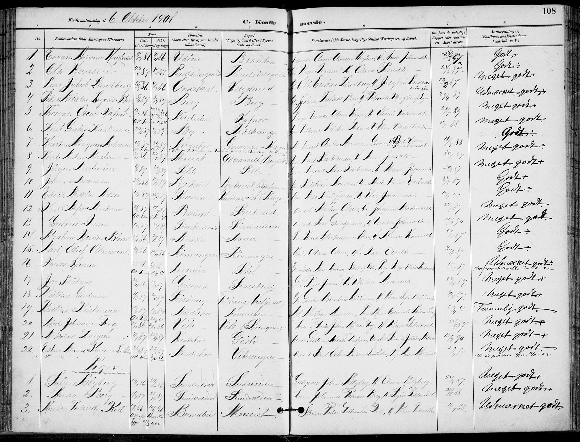 Hole kirkebøker, SAKO/A-228/F/Fa/L0009: Parish register (official) no. I 9, 1892-1907, p. 108