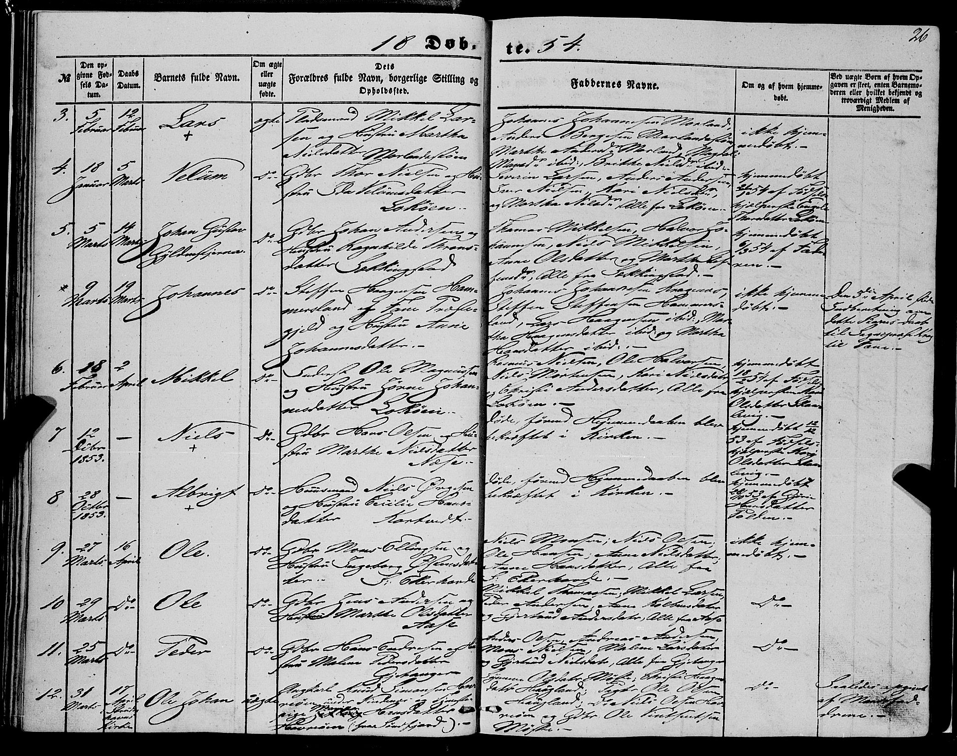 Fjell sokneprestembete, AV/SAB-A-75301/H/Haa: Parish register (official) no. A 2, 1847-1864, p. 26