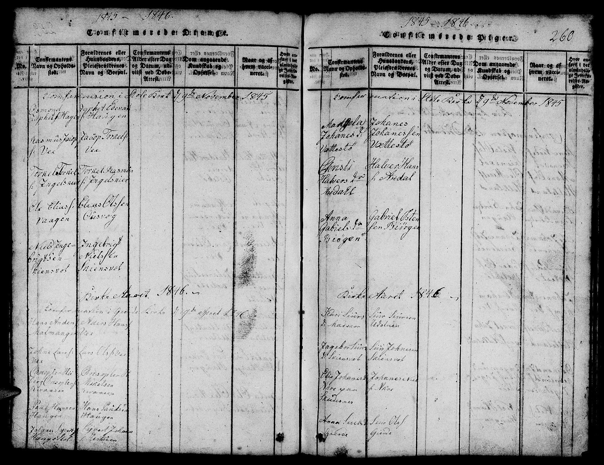 Etne sokneprestembete, SAB/A-75001/H/Hab: Parish register (copy) no. B 1, 1815-1850, p. 260