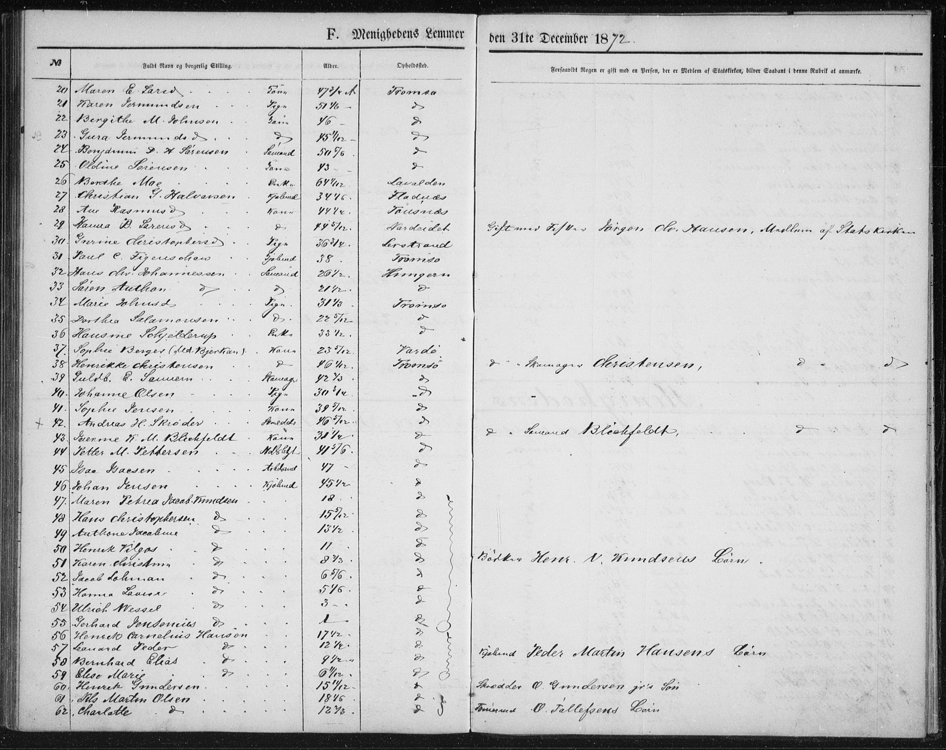 Uten arkivreferanse, SATØ/-: Dissenter register no. DP 1, 1856-1892