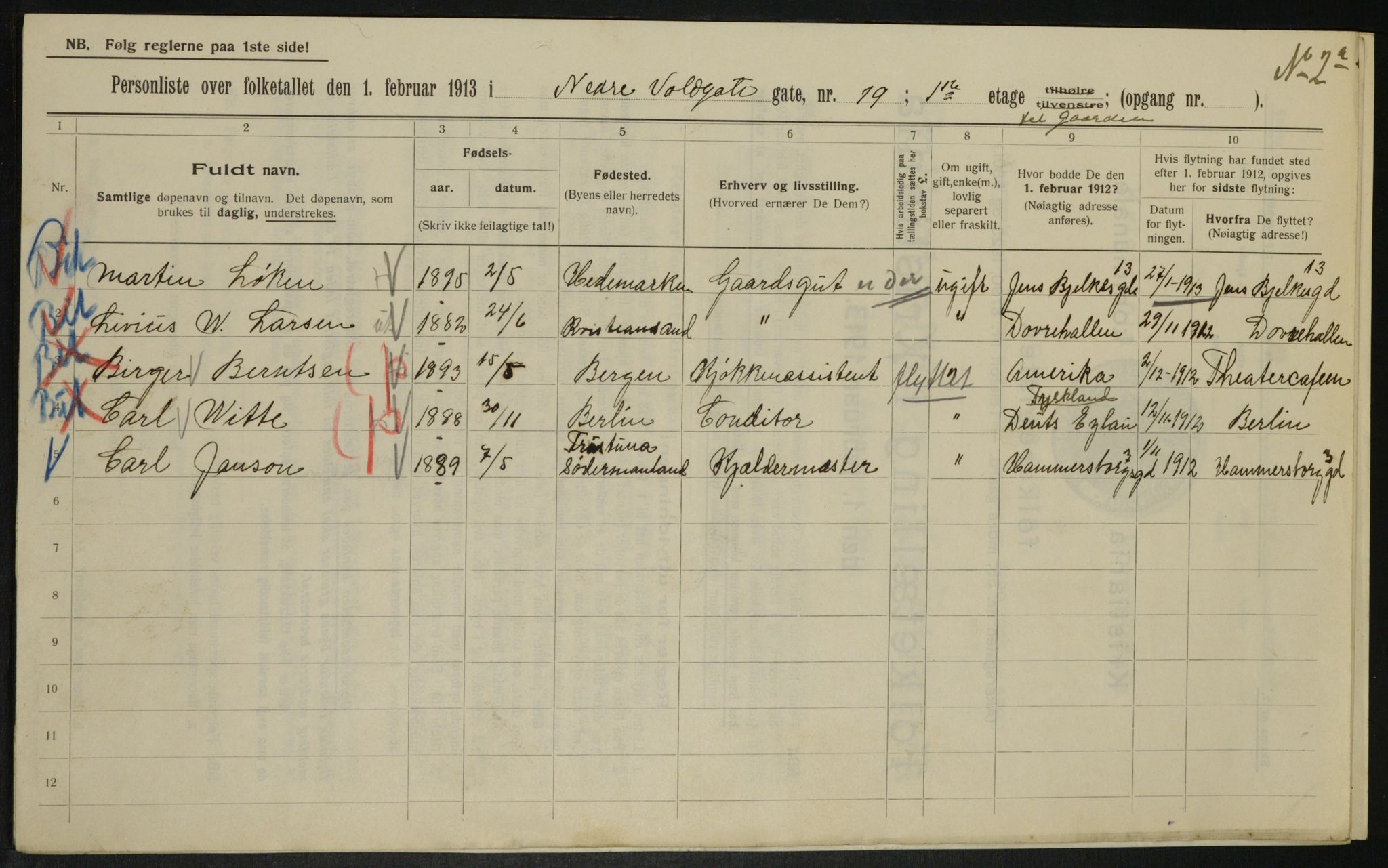 OBA, Municipal Census 1913 for Kristiania, 1913, p. 69583