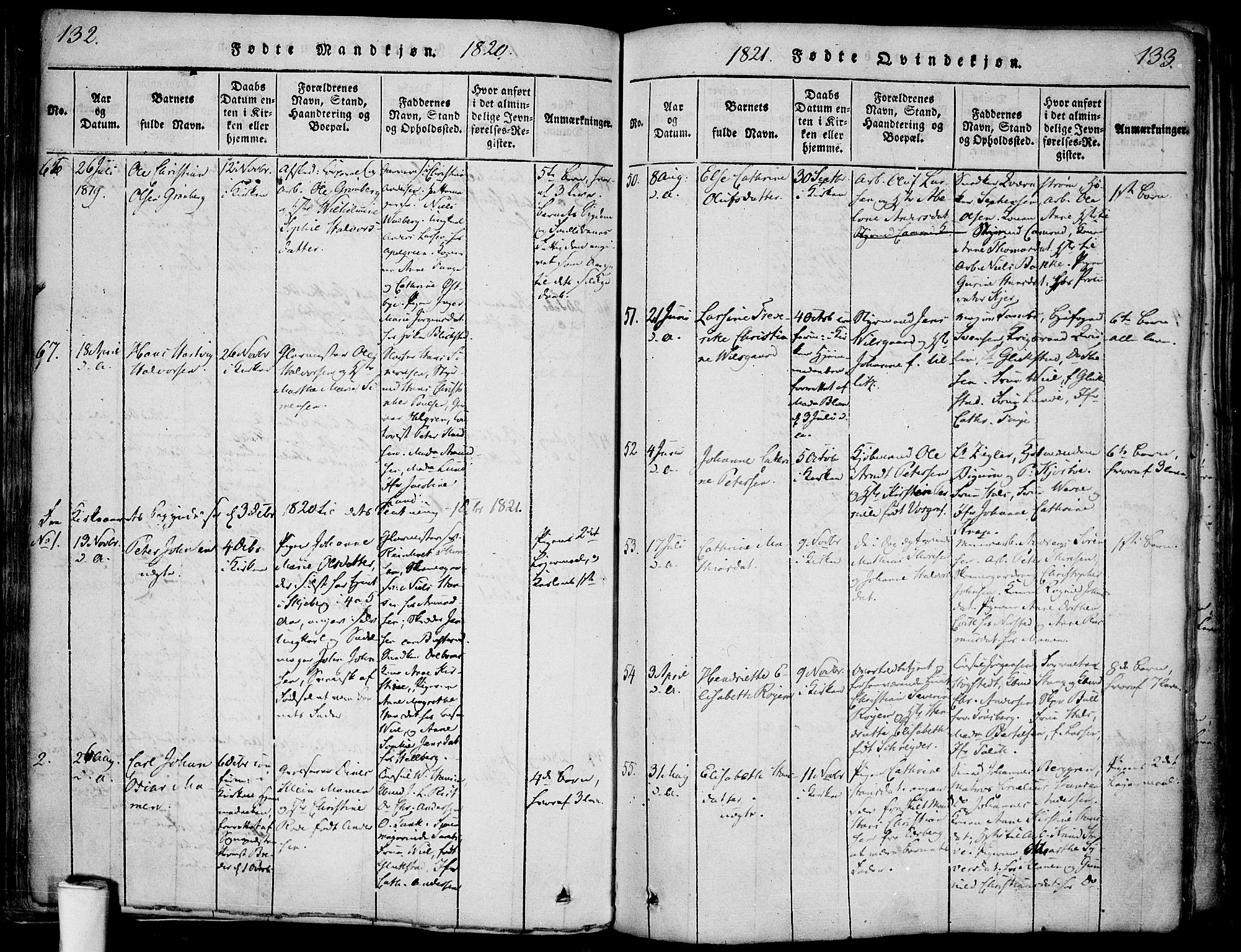 Halden prestekontor Kirkebøker, AV/SAO-A-10909/F/Fa/L0003: Parish register (official) no. I 3, 1815-1834, p. 132-133