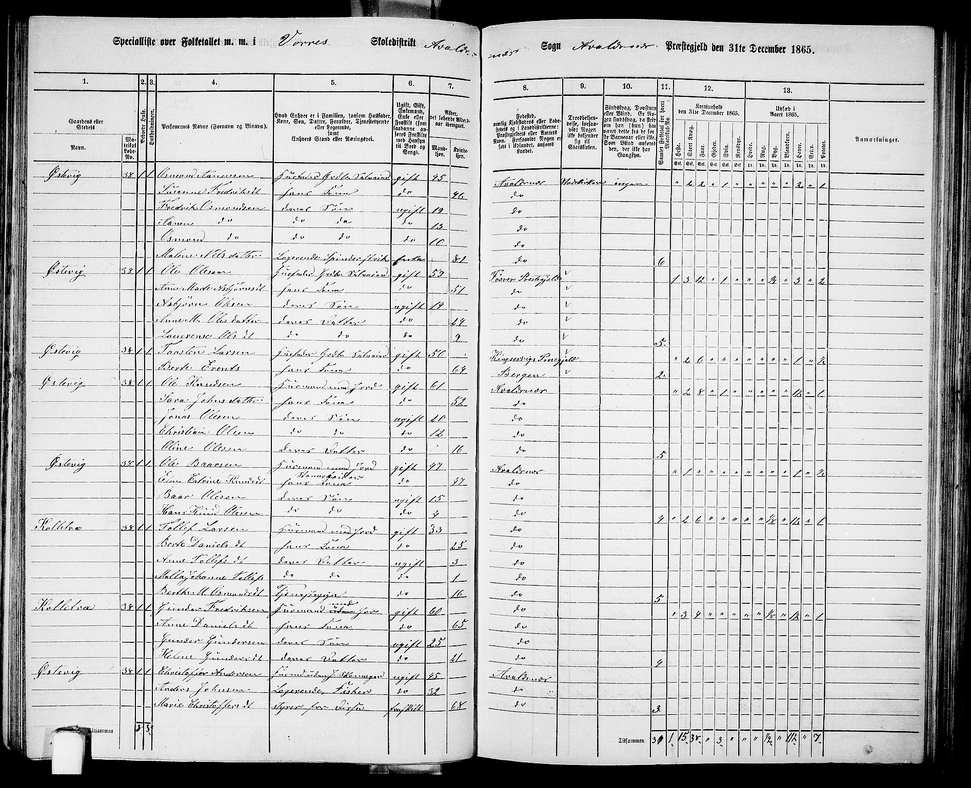 RA, 1865 census for Avaldsnes, 1865, p. 136