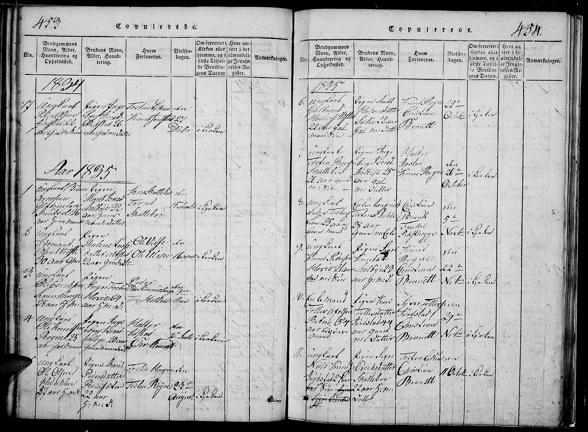 Slidre prestekontor, SAH/PREST-134/H/Ha/Hab/L0002: Parish register (copy) no. 2, 1814-1839, p. 453-454