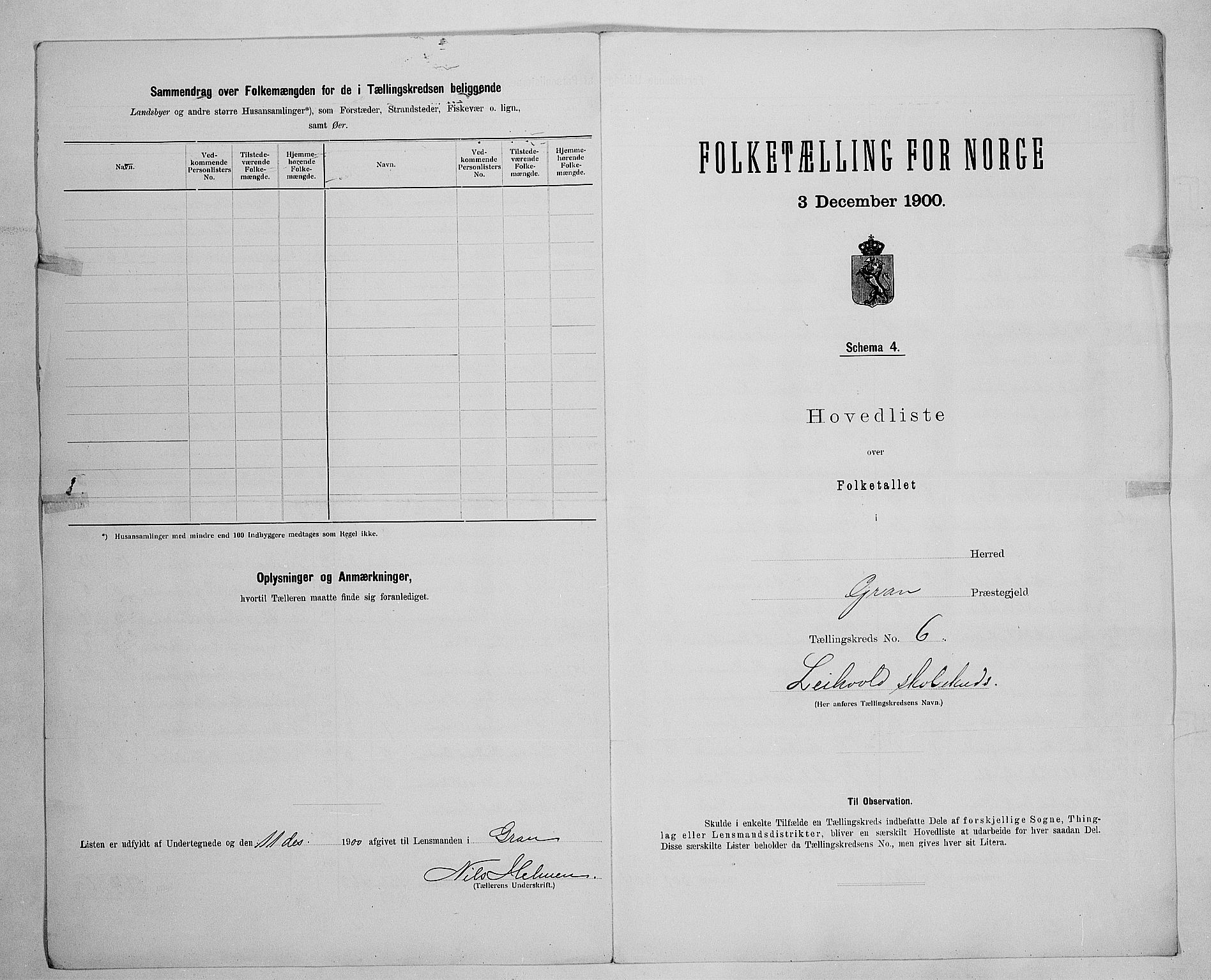 SAH, 1900 census for Gran, 1900, p. 29