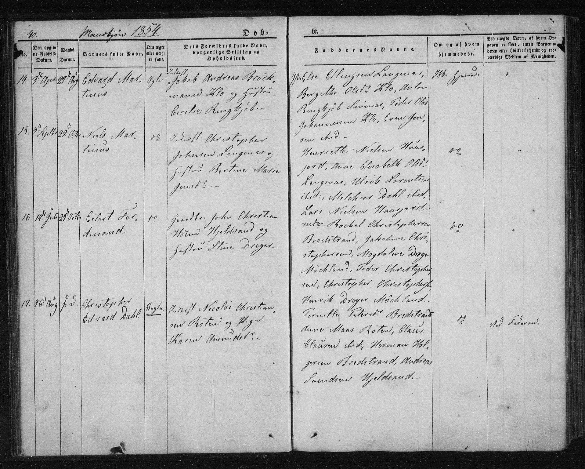 Ministerialprotokoller, klokkerbøker og fødselsregistre - Nordland, AV/SAT-A-1459/893/L1332: Parish register (official) no. 893A05, 1841-1858, p. 40