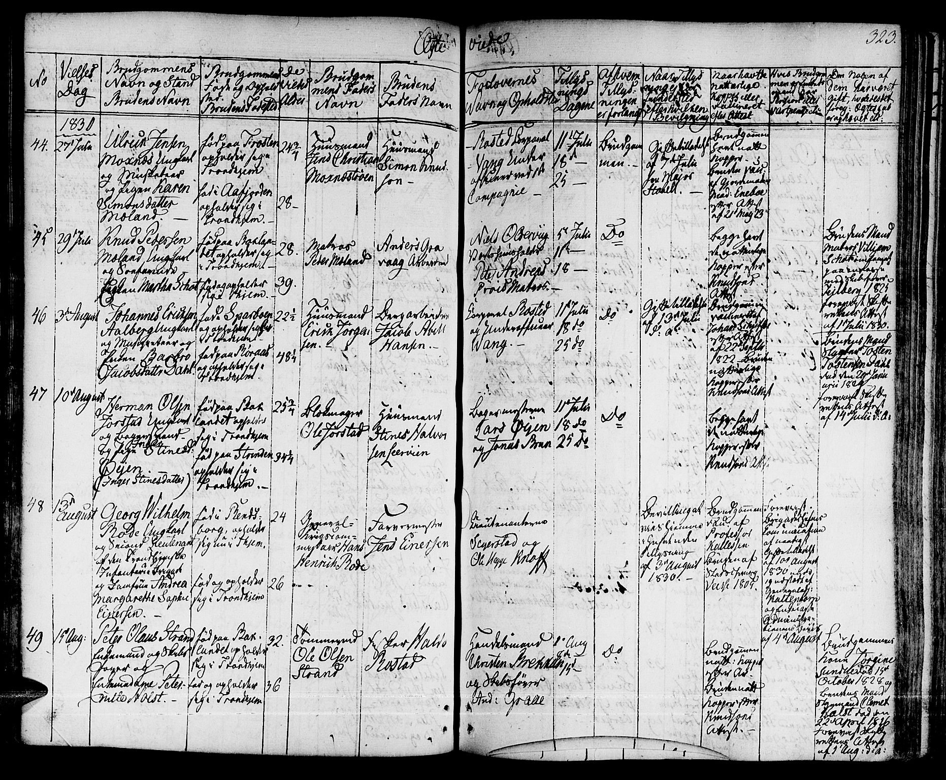 Ministerialprotokoller, klokkerbøker og fødselsregistre - Sør-Trøndelag, SAT/A-1456/601/L0045: Parish register (official) no. 601A13, 1821-1831, p. 323