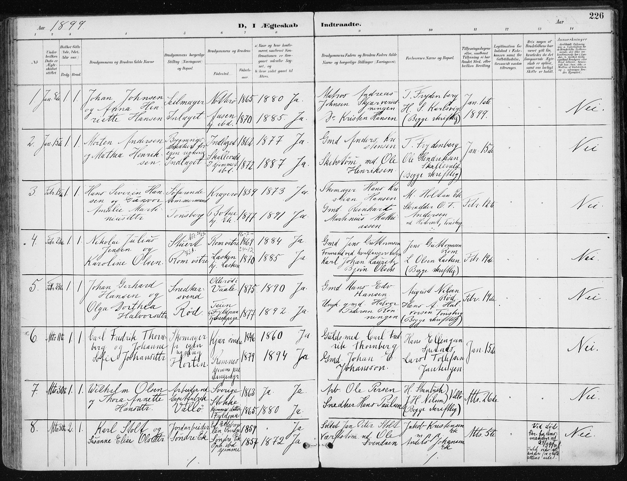 Sem kirkebøker, AV/SAKO-A-5/F/Fb/L0005: Parish register (official) no. II 5, 1892-1904, p. 226