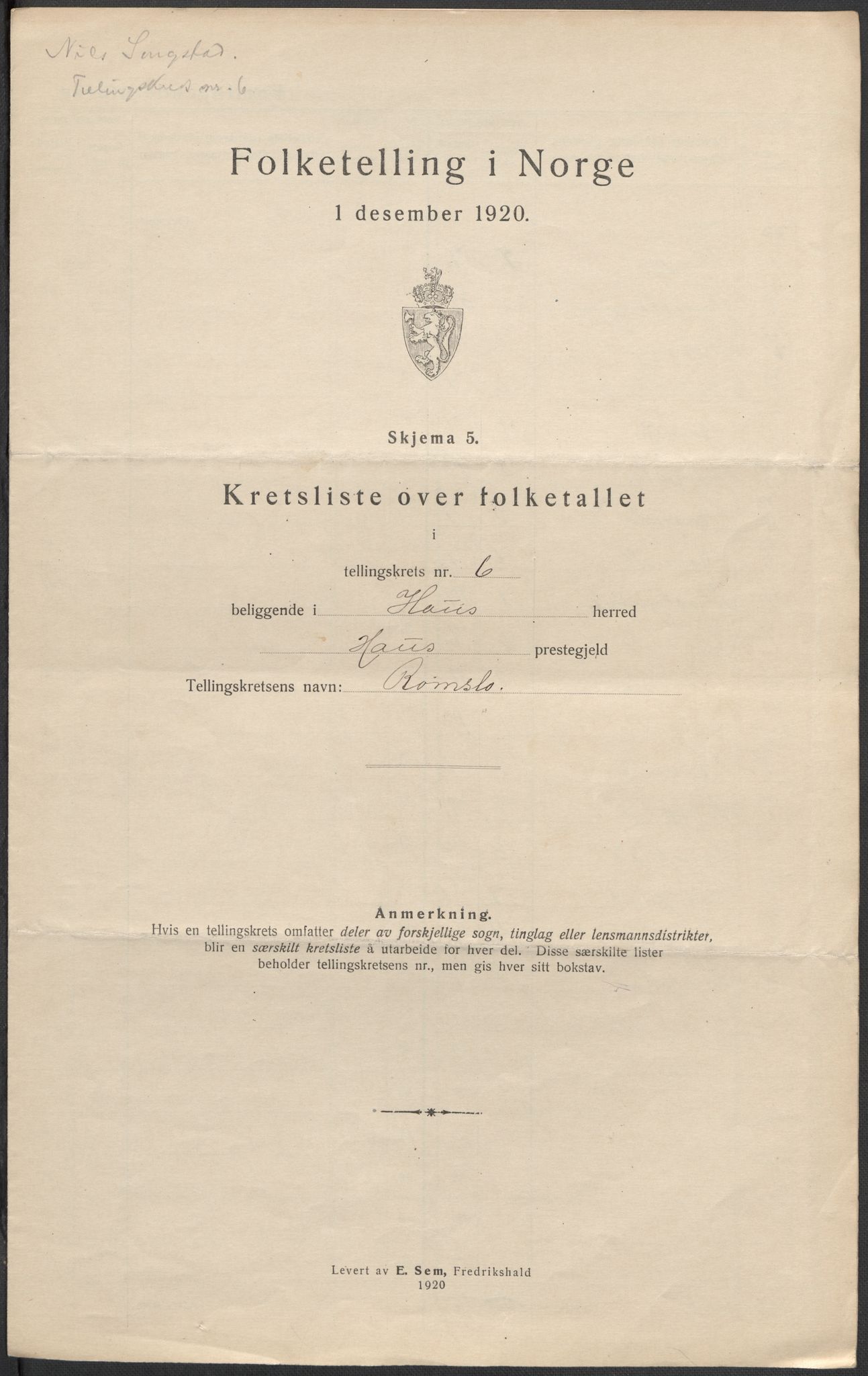 SAB, 1920 census for Haus, 1920, p. 21