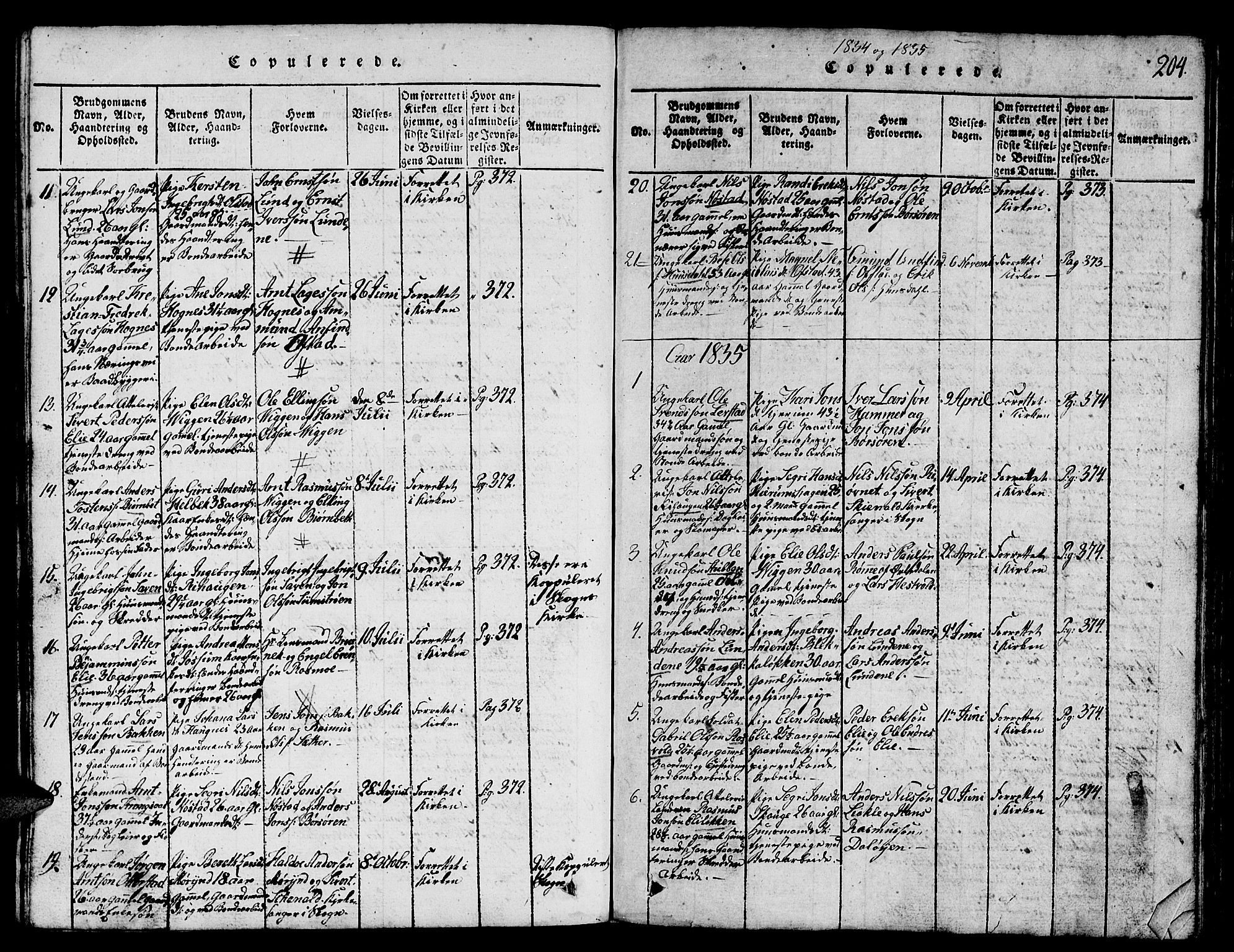 Ministerialprotokoller, klokkerbøker og fødselsregistre - Sør-Trøndelag, SAT/A-1456/665/L0776: Parish register (copy) no. 665C01, 1817-1837, p. 204