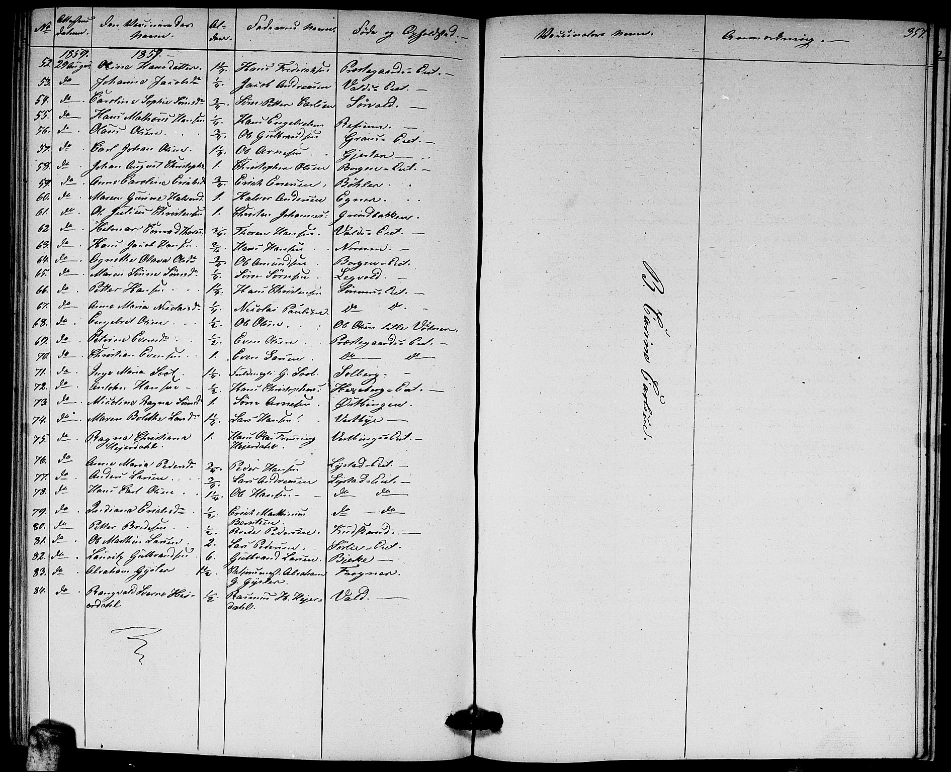 Sørum prestekontor Kirkebøker, AV/SAO-A-10303/G/Ga/L0003: Parish register (copy) no. I 3, 1846-1863, p. 357