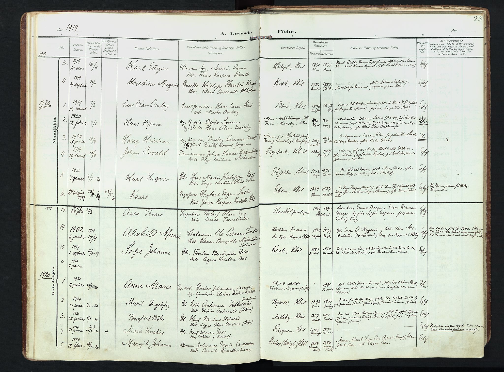 Hobøl prestekontor Kirkebøker, SAO/A-2002/F/Fa/L0006: Parish register (official) no. I 6, 1905-1927, p. 23