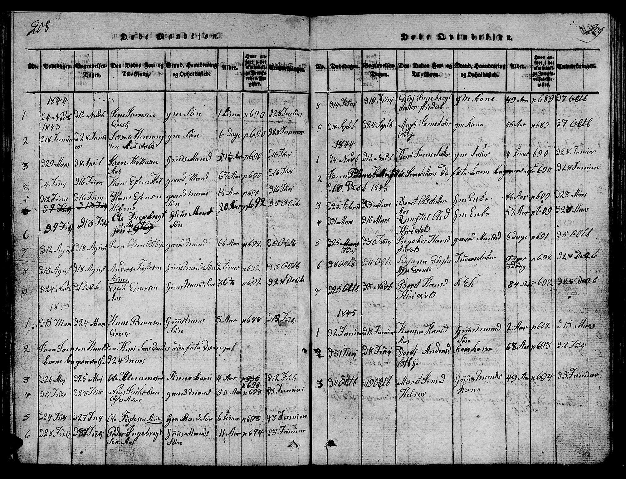 Ministerialprotokoller, klokkerbøker og fødselsregistre - Sør-Trøndelag, SAT/A-1456/698/L1164: Parish register (copy) no. 698C01, 1816-1861, p. 208-209