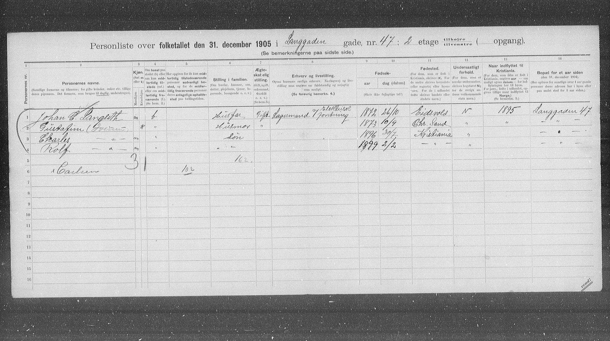 OBA, Municipal Census 1905 for Kristiania, 1905, p. 29871