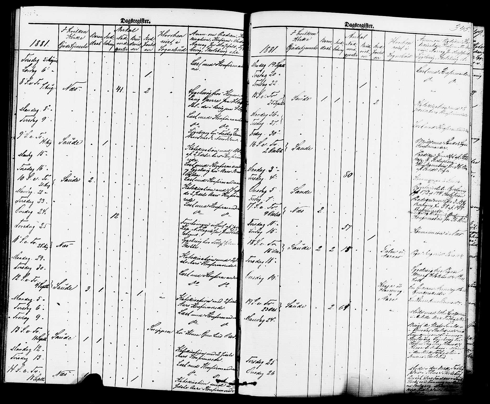 Sauherad kirkebøker, SAKO/A-298/F/Fa/L0008: Parish register (official) no. I 8, 1873-1886, p. 345