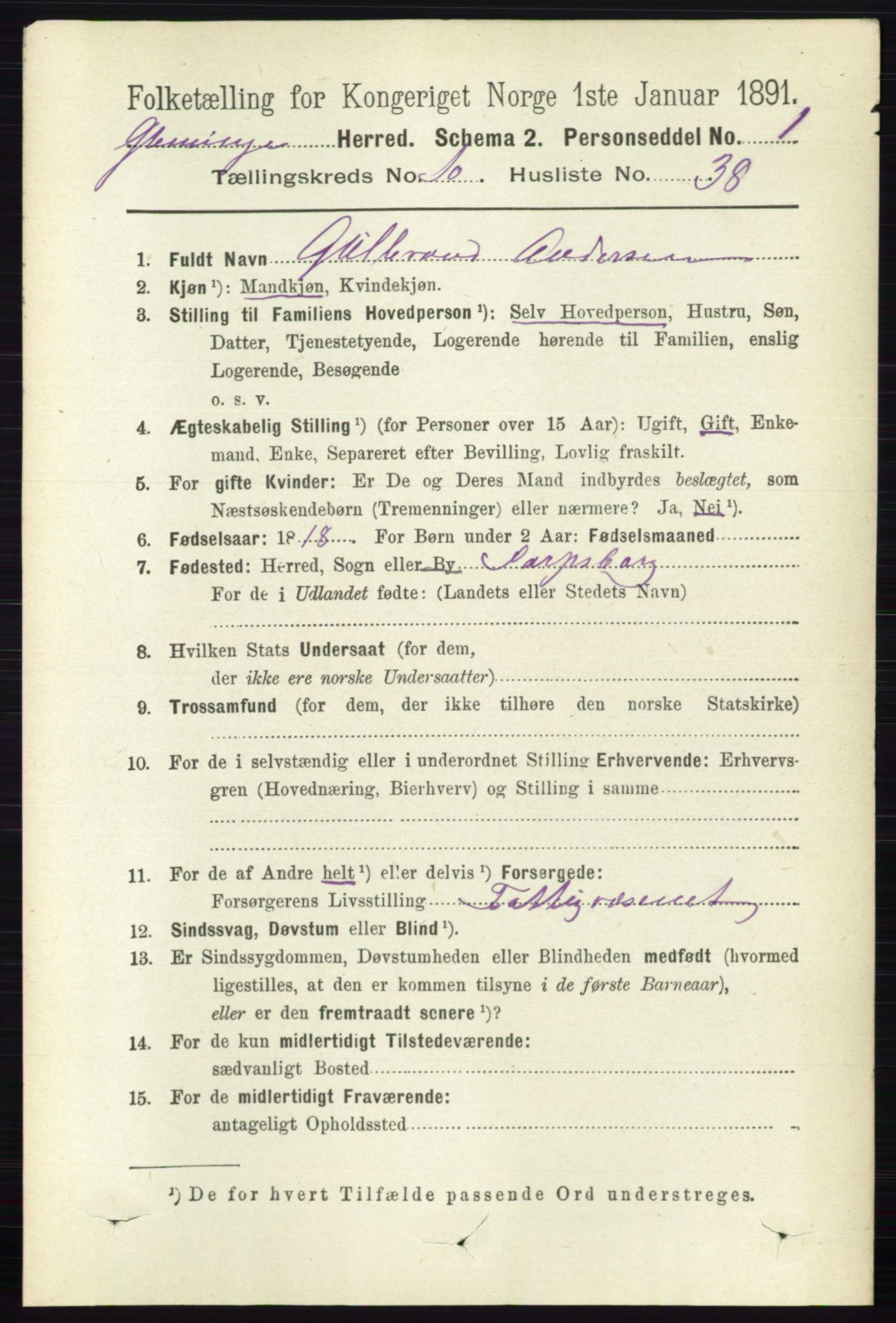 RA, 1891 census for 0132 Glemmen, 1891, p. 10265