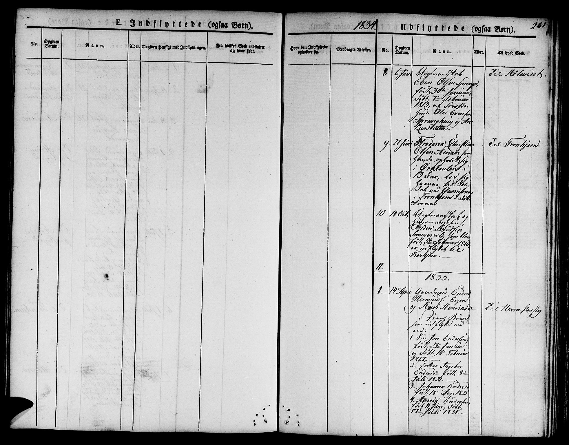 Ministerialprotokoller, klokkerbøker og fødselsregistre - Sør-Trøndelag, AV/SAT-A-1456/668/L0804: Parish register (official) no. 668A04, 1826-1839, p. 261