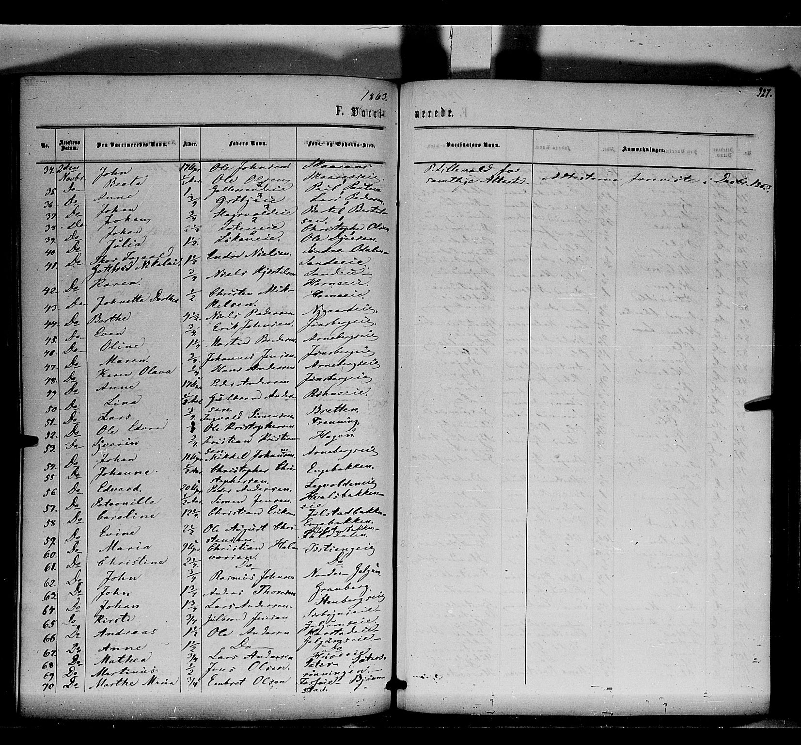 Romedal prestekontor, SAH/PREST-004/K/L0005: Parish register (official) no. 5, 1862-1874, p. 327