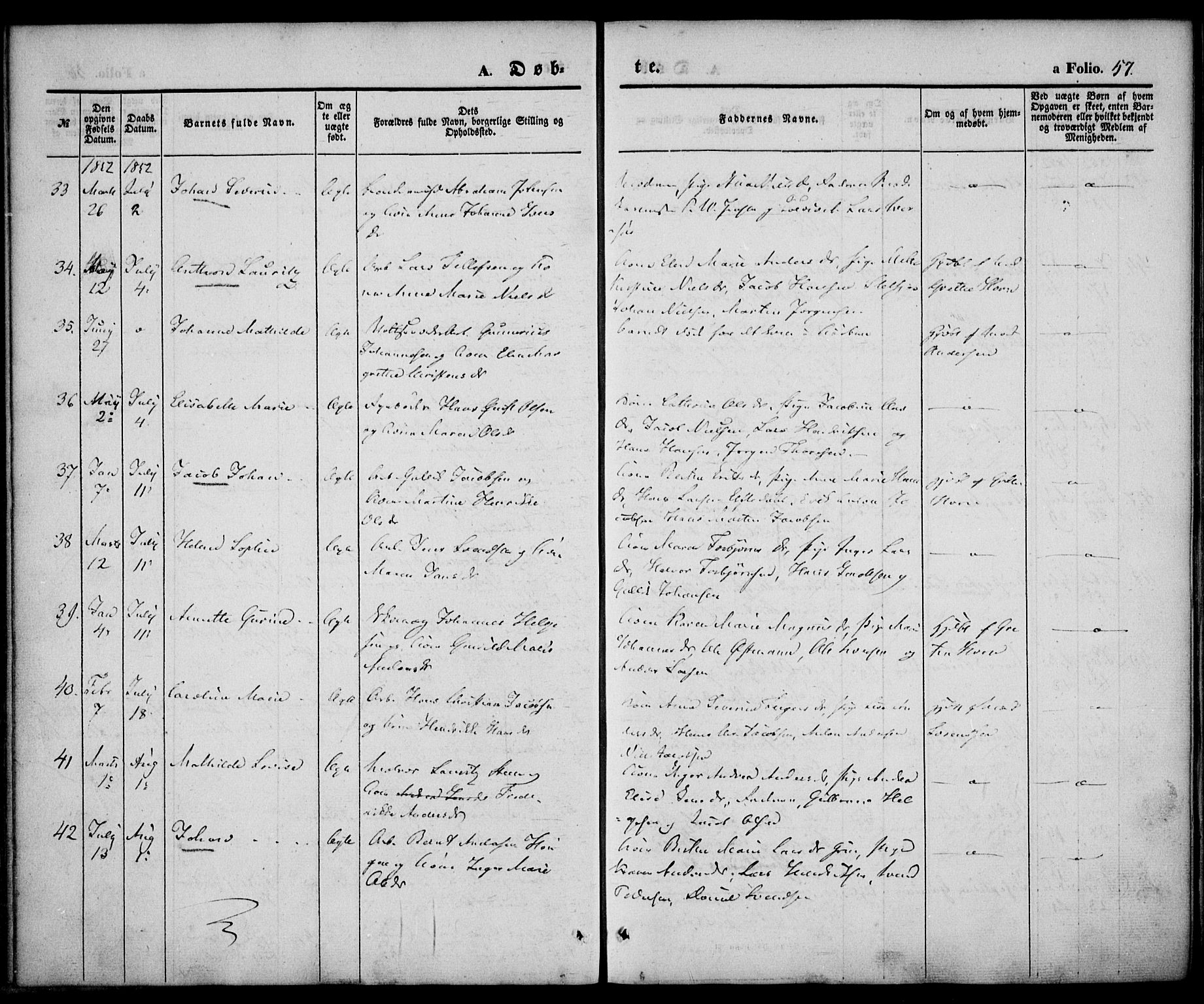 Larvik kirkebøker, AV/SAKO-A-352/F/Fb/L0003: Parish register (official) no. II 3, 1842-1856, p. 57