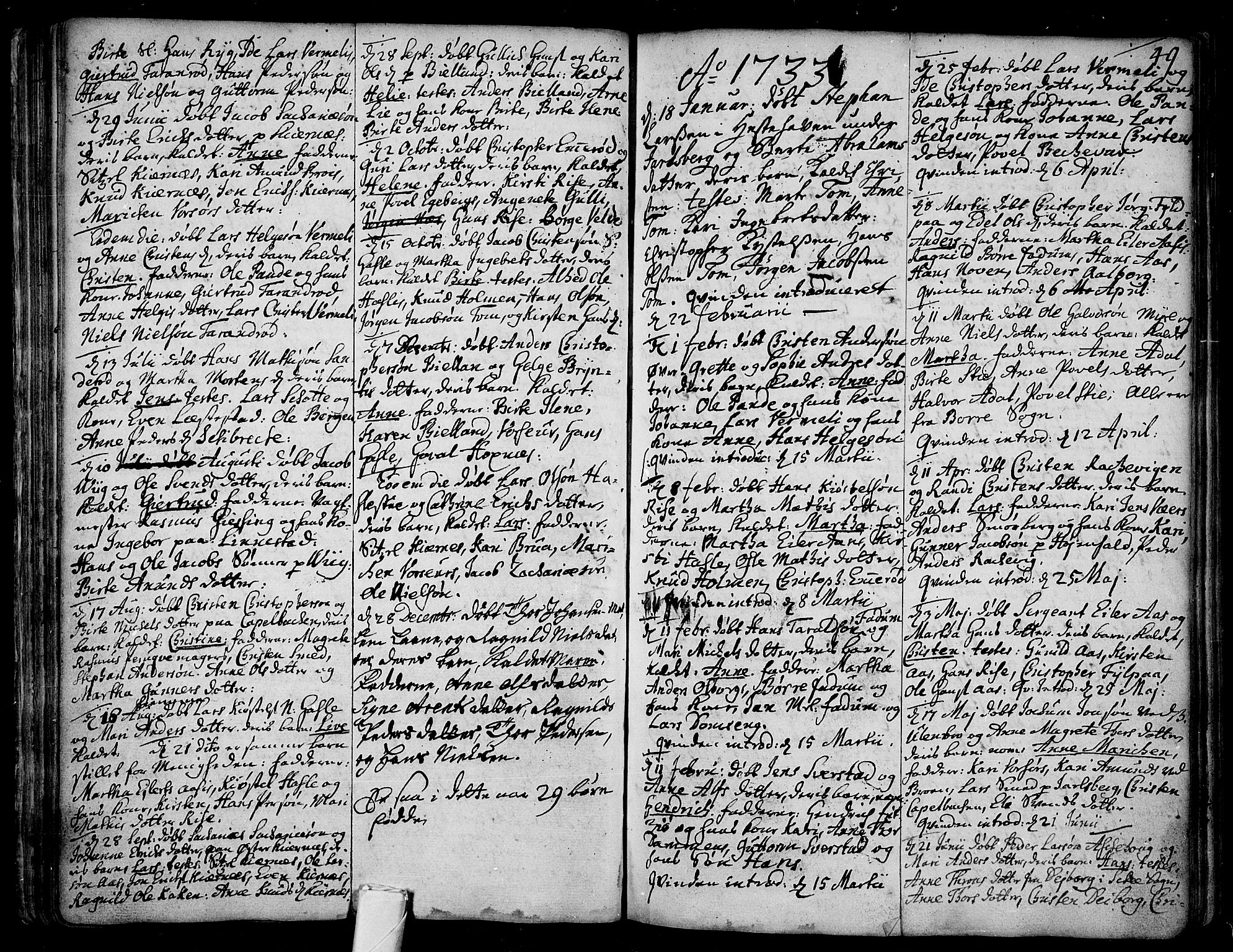 Sem kirkebøker, AV/SAKO-A-5/F/Fa/L0001: Parish register (official) no. I 1, 1702-1763, p. 49