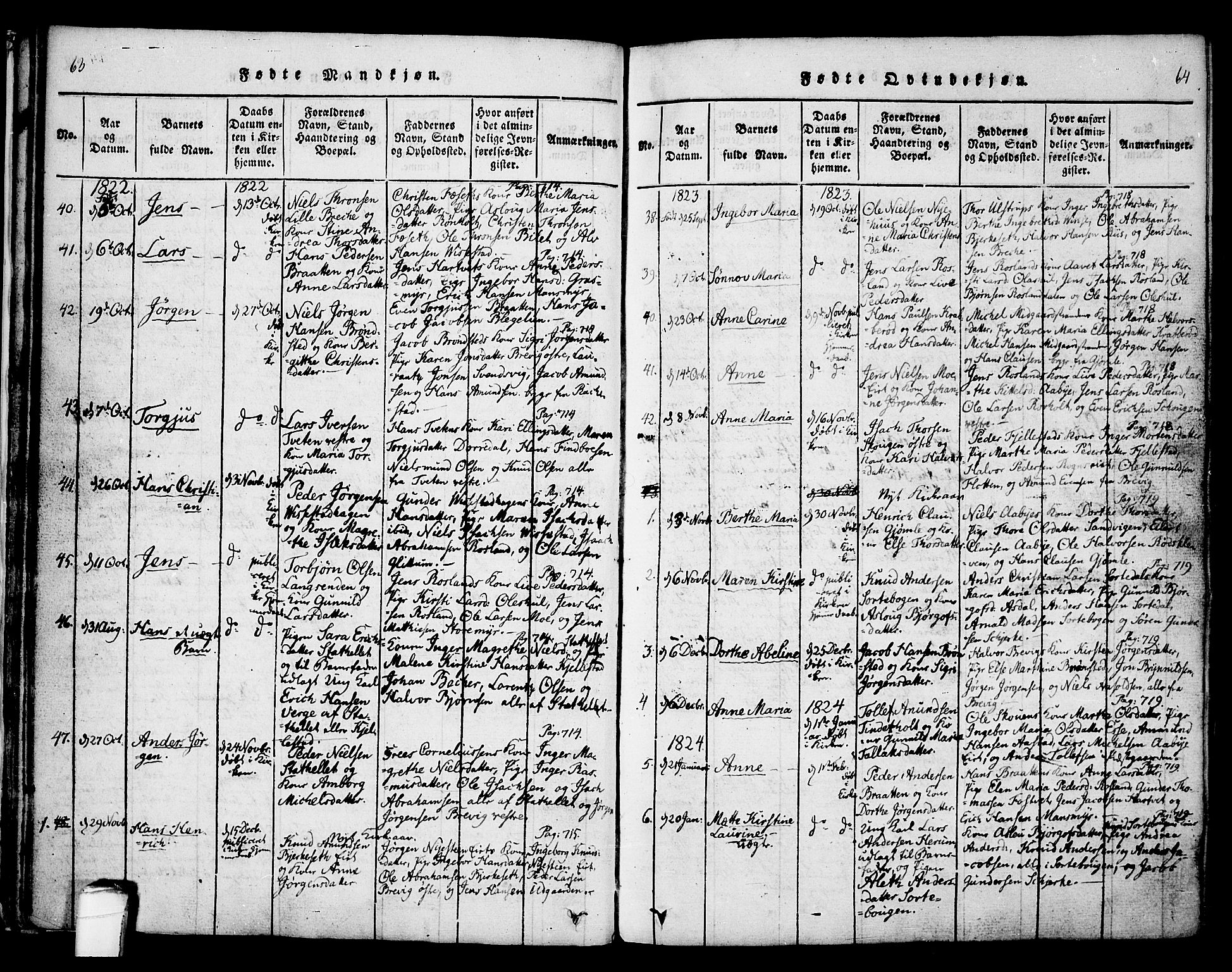 Bamble kirkebøker, SAKO/A-253/F/Fa/L0003: Parish register (official) no. I 3 /1, 1814-1834, p. 63-64