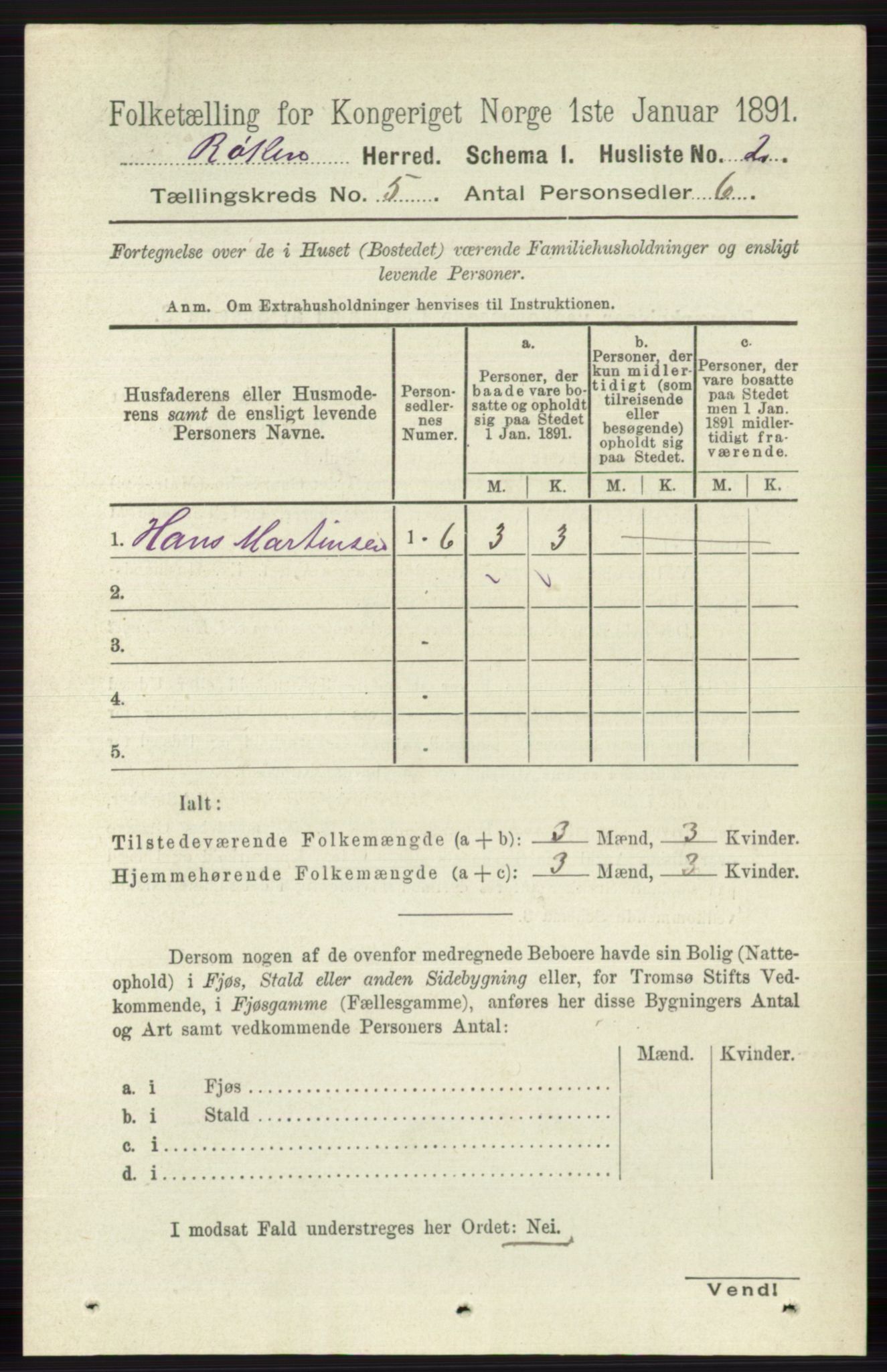 RA, 1891 census for 0627 Røyken, 1891, p. 2766