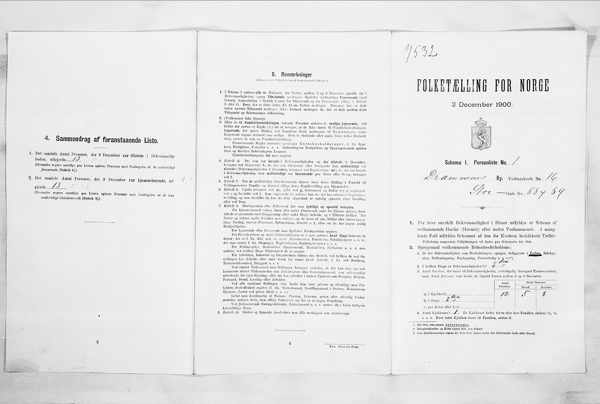 RA, 1900 census for Drammen, 1900, p. 3029