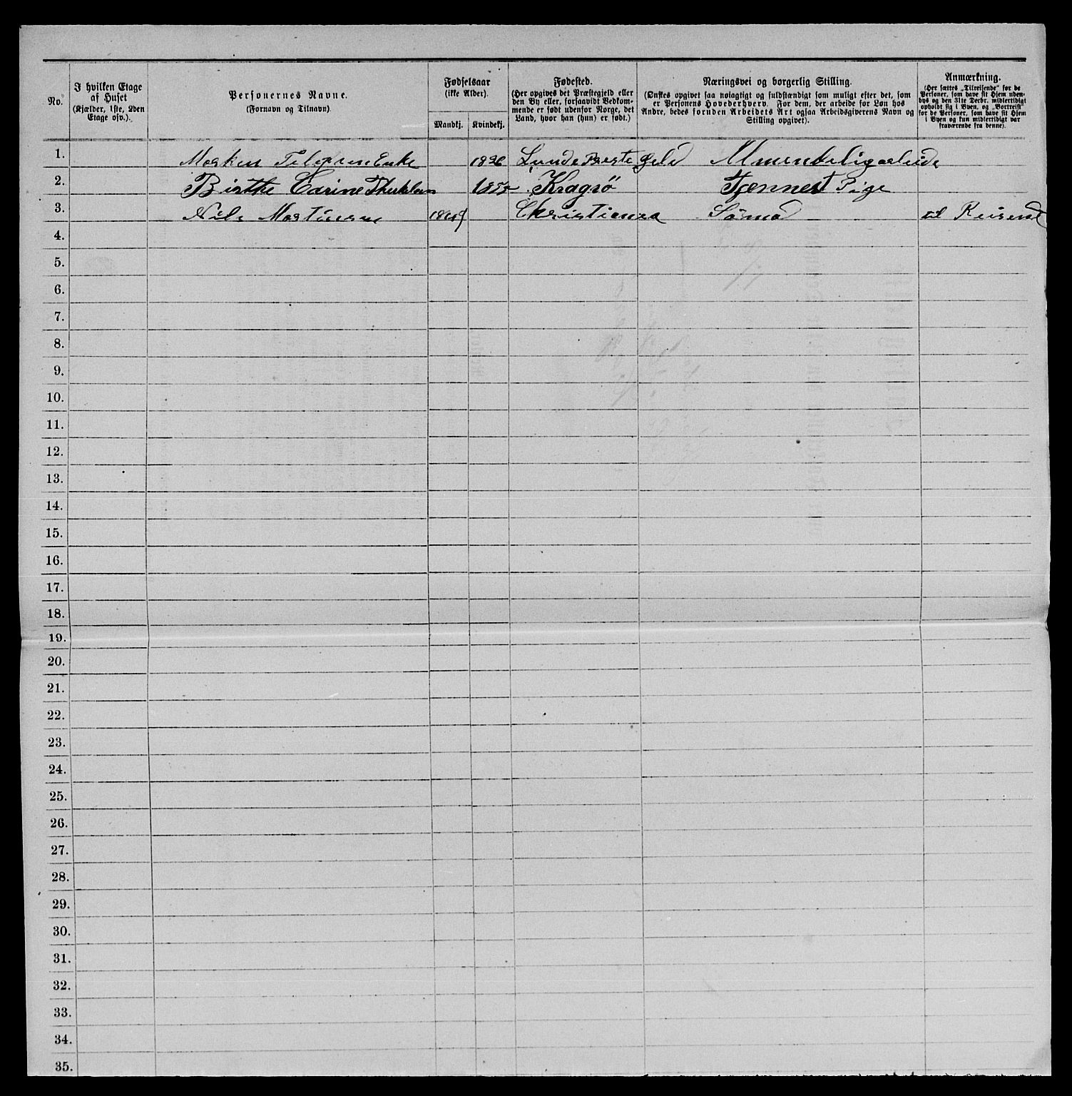 SAKO, 1885 census for 0801 Kragerø, 1885, p. 1371