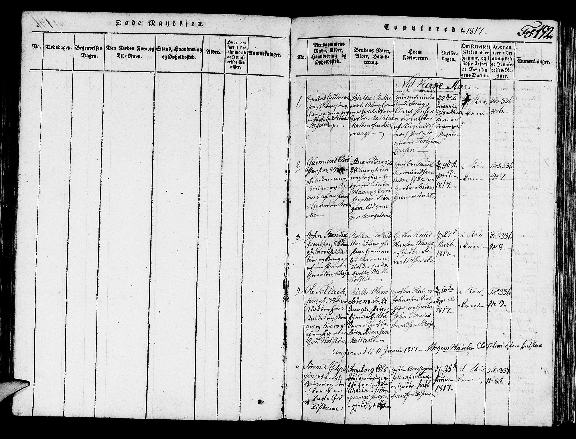 Avaldsnes sokneprestkontor, SAST/A -101851/H/Ha/Haa/L0004: Parish register (official) no. A 4, 1816-1825, p. 192