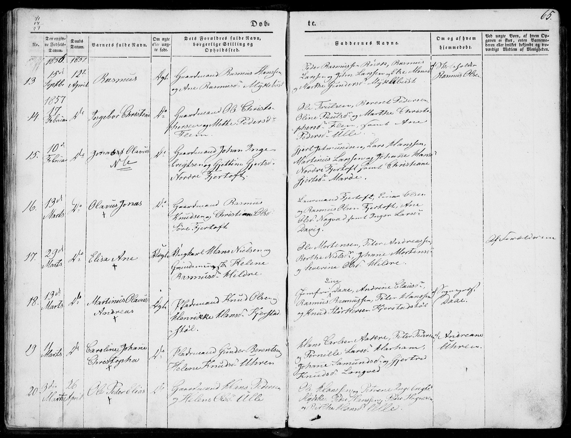 Ministerialprotokoller, klokkerbøker og fødselsregistre - Møre og Romsdal, AV/SAT-A-1454/536/L0497: Parish register (official) no. 536A06, 1845-1865, p. 65