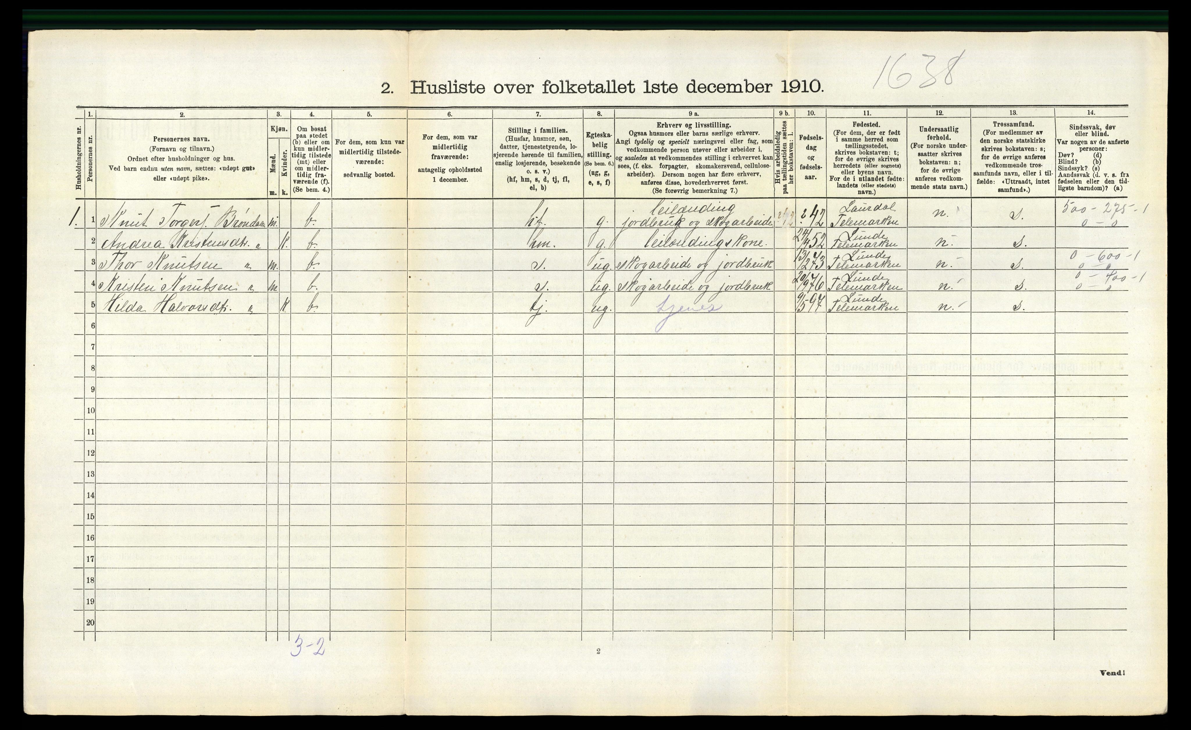 RA, 1910 census for Holla, 1910, p. 598