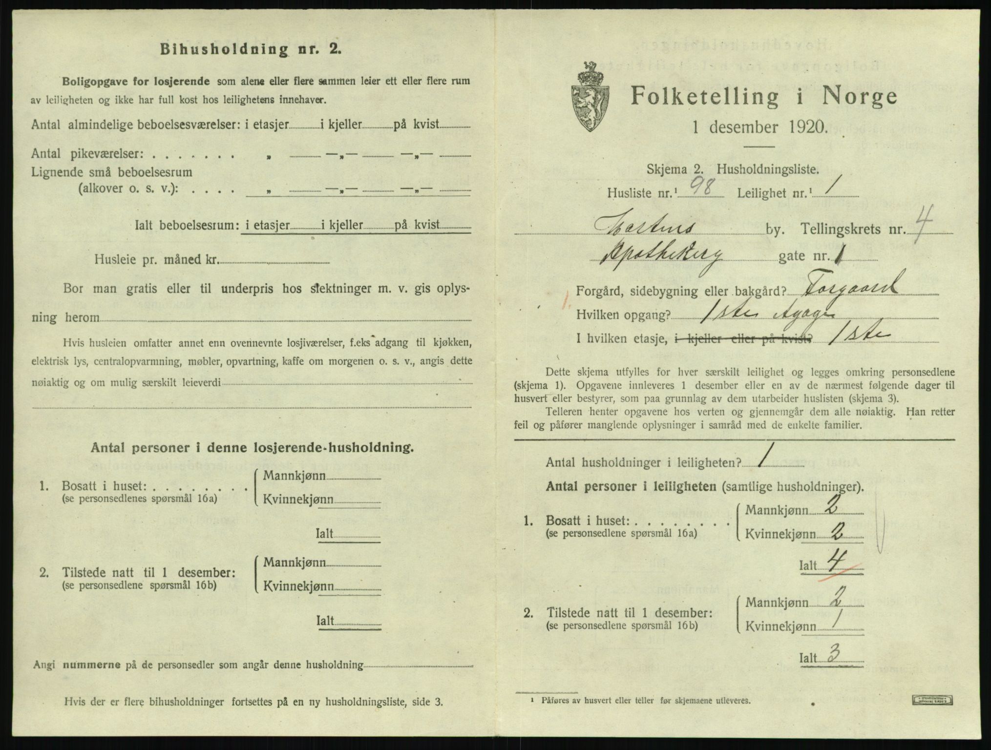 SAKO, 1920 census for Horten, 1920, p. 5285