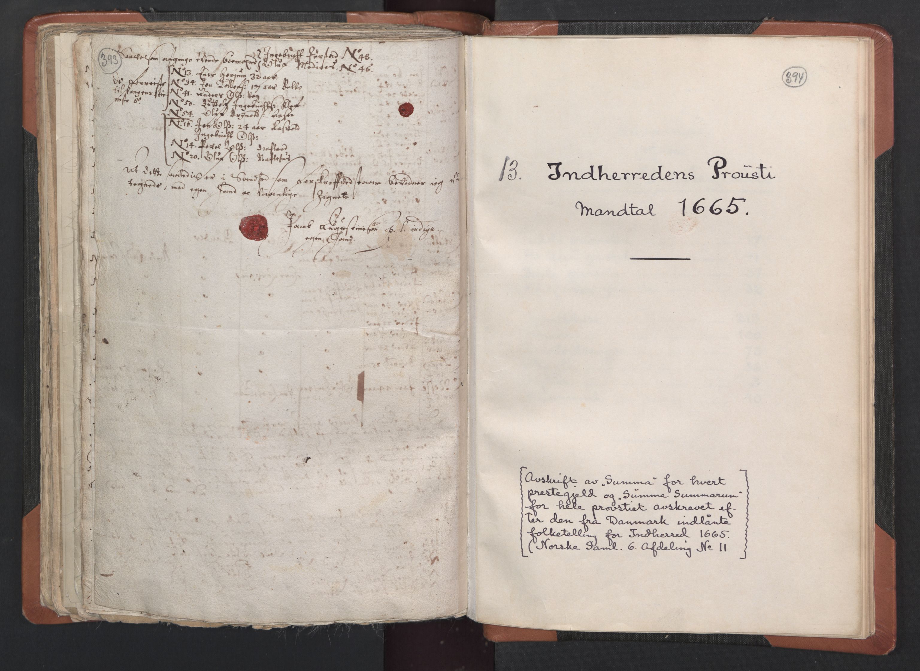 RA, Vicar's Census 1664-1666, no. 33: Innherad deanery, 1664-1666, p. 393-394
