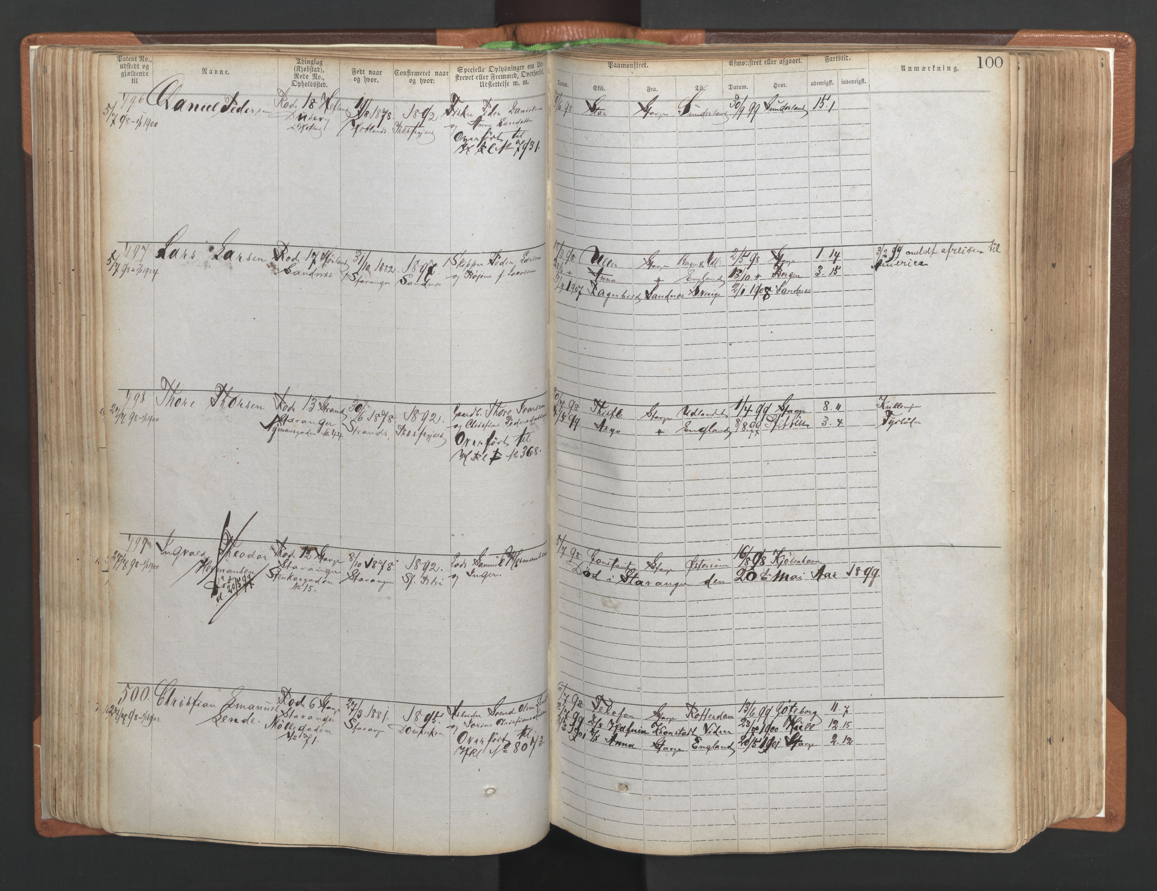 Stavanger sjømannskontor, AV/SAST-A-102006/F/Ff/L0004: Annotasjonsrulle No. 1, patentnr. 1-1785 (del 1), 1869-1900, p. 103
